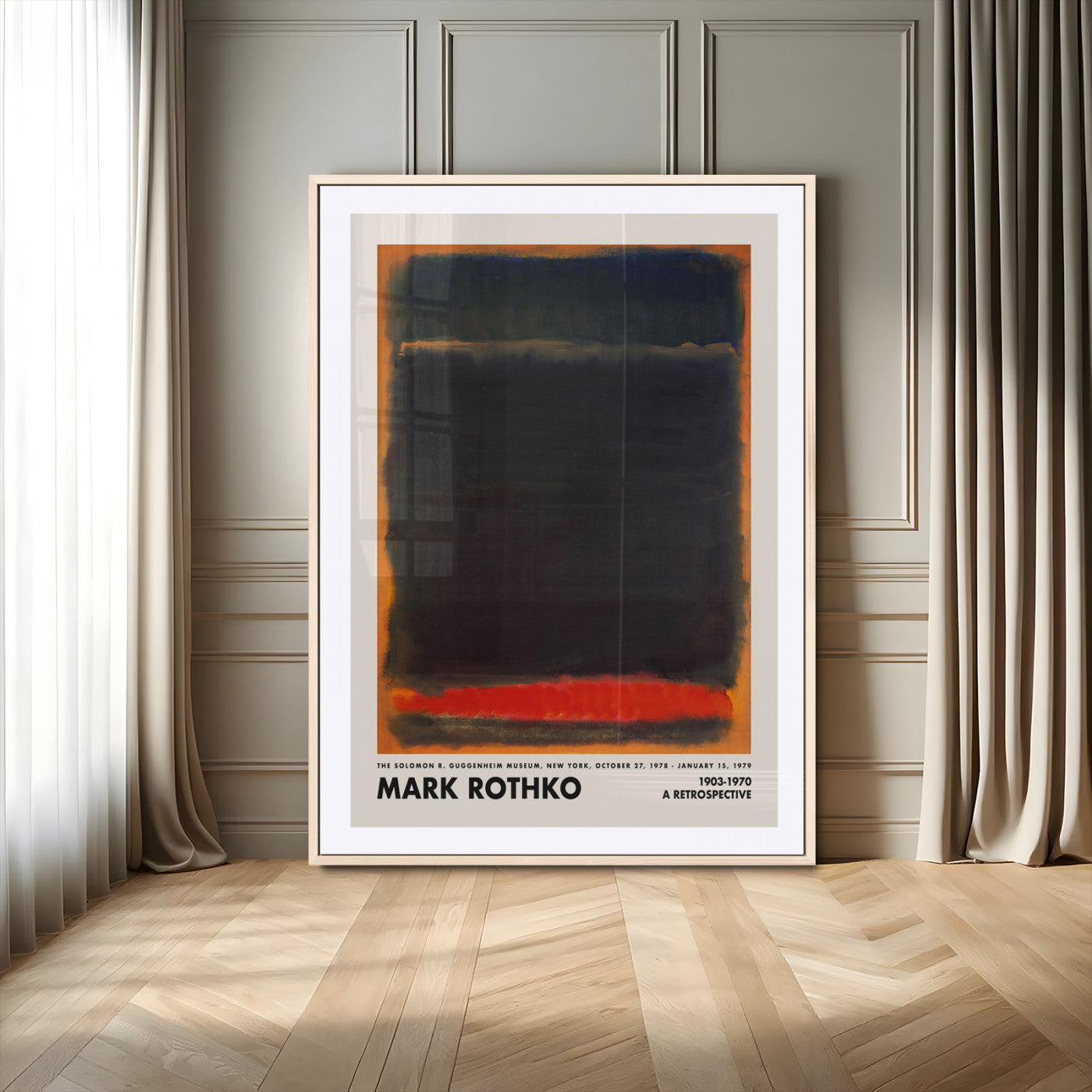 32866-MGV-CV-24X36-Mark Rothko Wall Art – Dark Abstract Expressionist Canvas Print, Bold Color Field Painting for Modern Living Room, Office, or