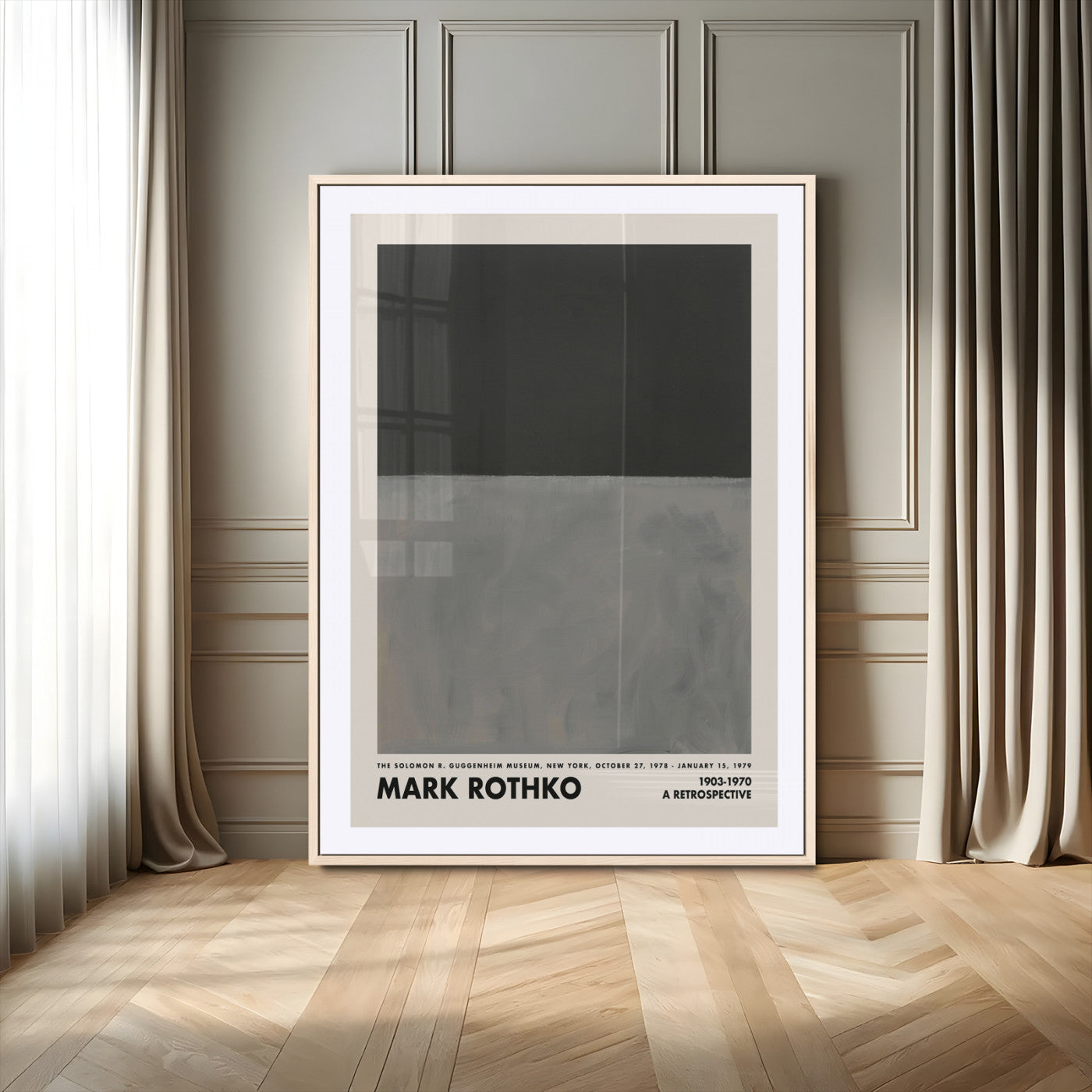 75359-MGV-CV-24X36-Mark Rothko Wall Art – Black and Gray Abstract Canvas Print, Minimalist Color Field Painting for Modern Living Room, Office, or