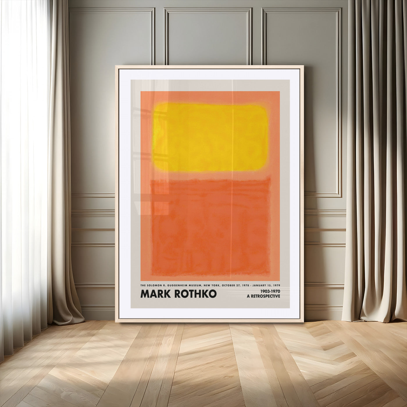 20361-MGV-CV-24X36-Mark Rothko Wall Art – Yellow and Orange Abstract Canvas Print, Color Field Painting for Modern Living Room, Office, or Gallery