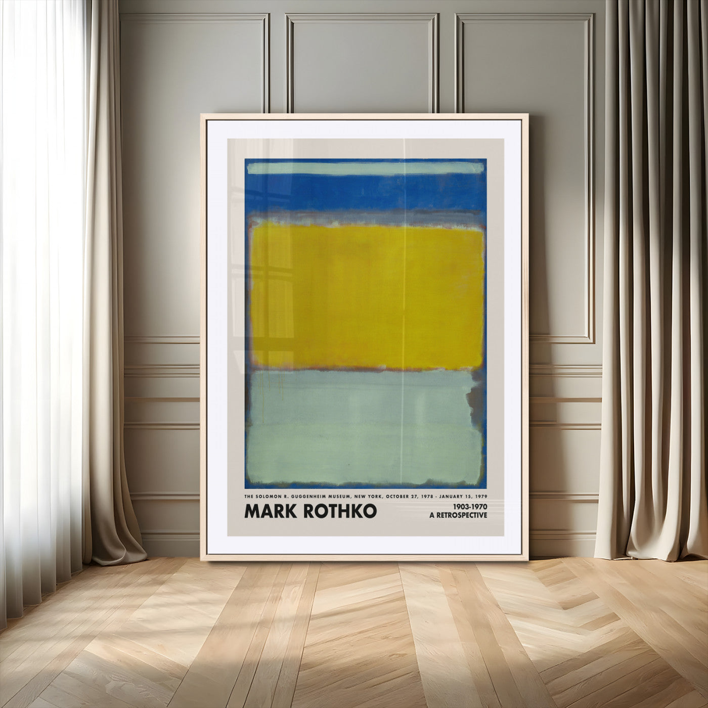27757-MGV-CV-24X36-Mark Rothko Abstract Wall Art – Blue and Yellow Color Field Canvas Print, Modern Minimalist Painting Poster for Living Room,