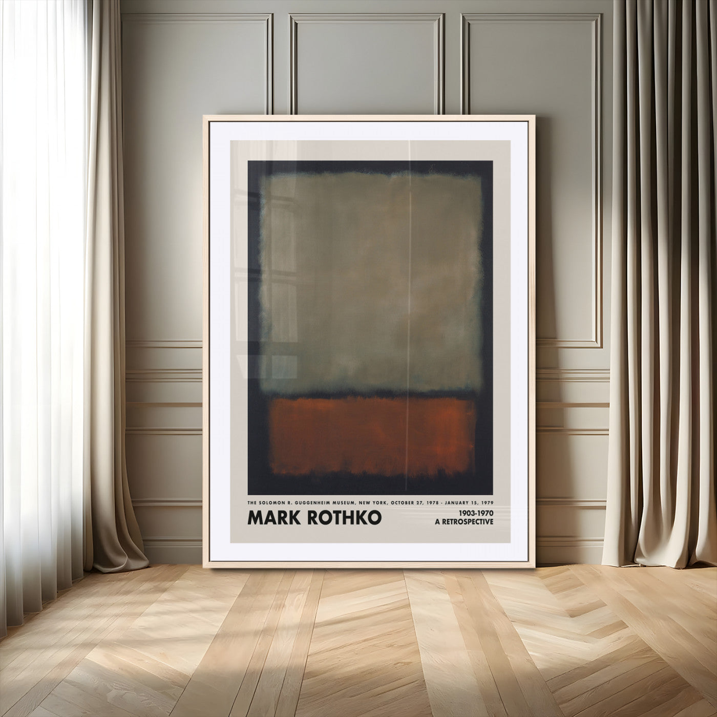 55077-MGV-CV-24X36-Mark Rothko Abstract Wall Art – Brown and Black Color Field Canvas Print, Modern Minimalist Painting Poster for Living Room,