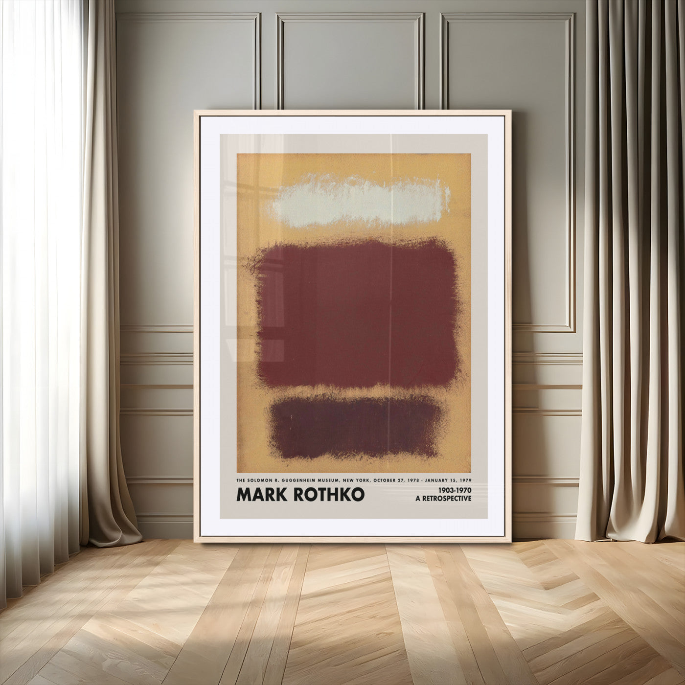 63538-SEG-FC-90X60_Oversize_Oversize-Mark Rothko Abstract Wall Art – Brown and Beige Color Field Canvas Print, Modern Minimalist Painting Poster for Living Room,