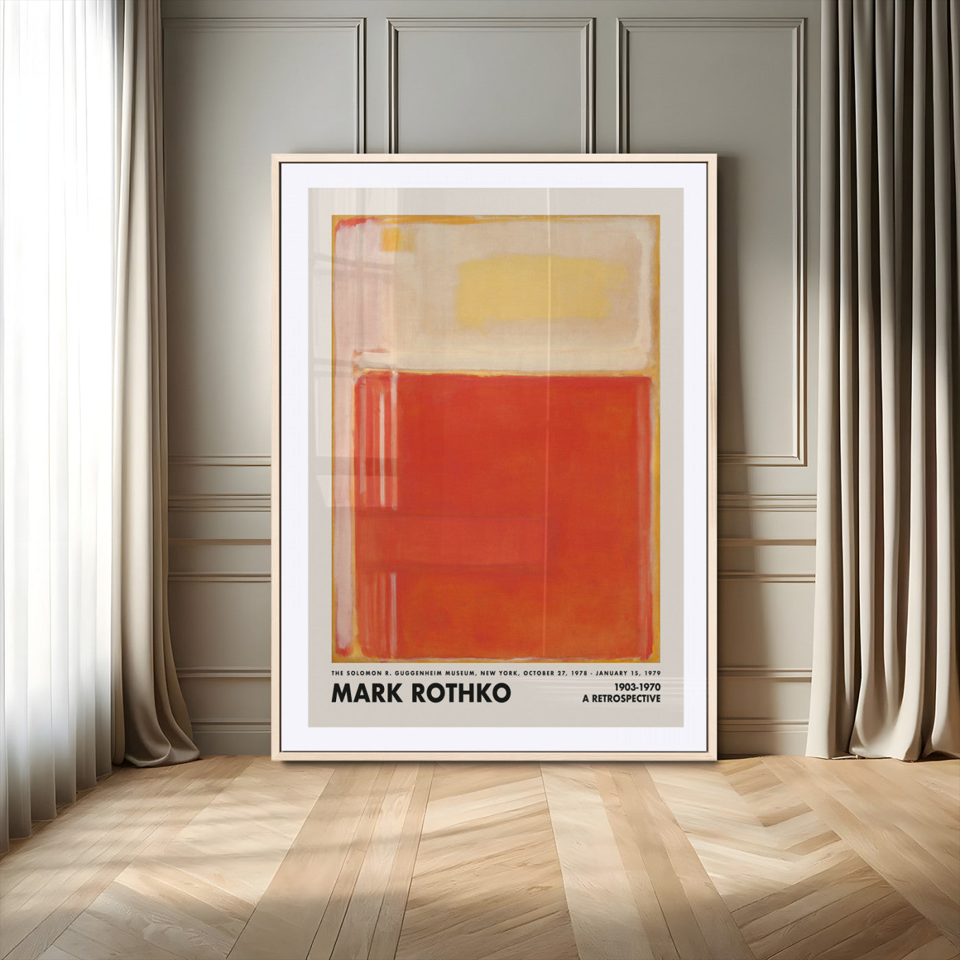 70385-MGV-CV-24X36-Mark Rothko Abstract Wall Art – Red and Yellow Color Field Canvas Print, Modern Minimalist Painting Poster for Living Room, Office