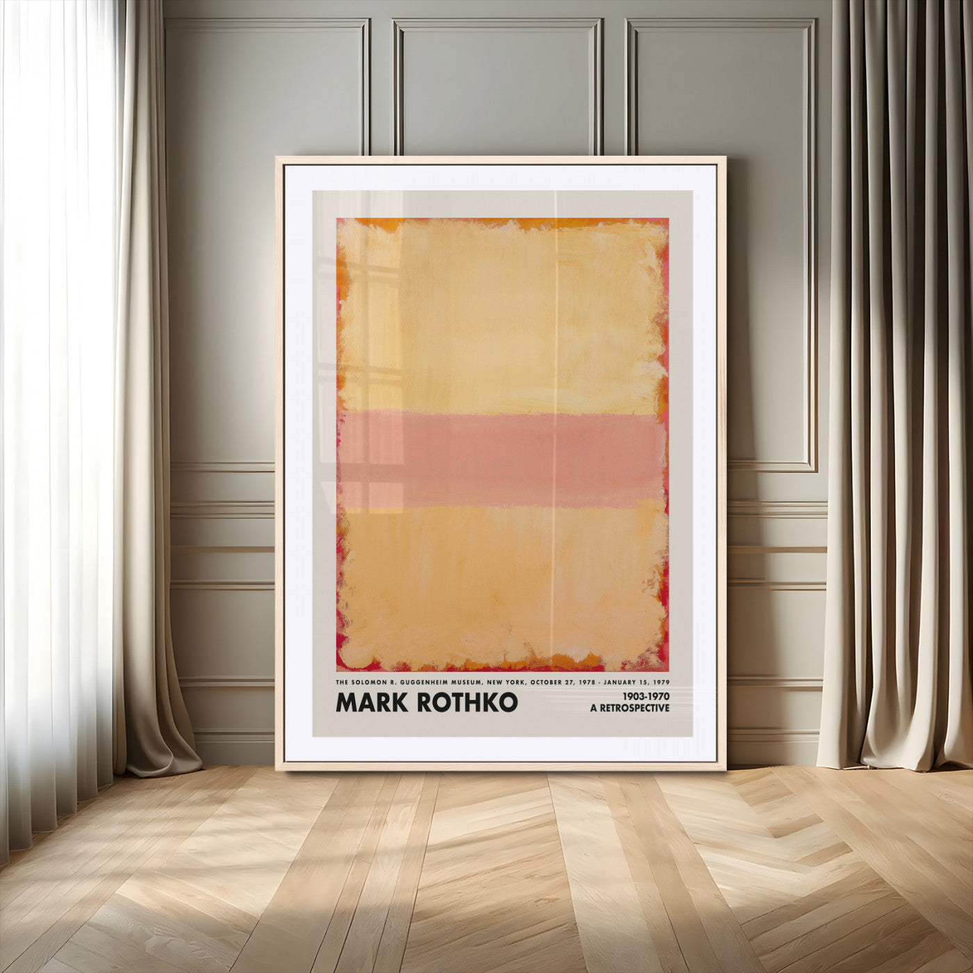 42737-MGV-CV-24X36-Mark Rothko Abstract Wall Art – Beige and Pink Color Field Canvas Print, Modern Minimalist Painting Poster for Living Room, Office