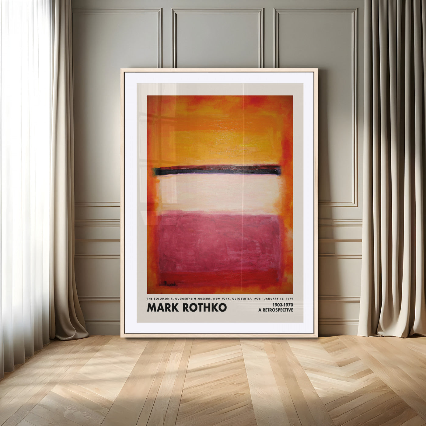 60690-MGV-CV-24X36-Mark Rothko Abstract Wall Art – Orange and Red Color Field Canvas Print, Modern Minimalist Painting Poster for Living Room, Office