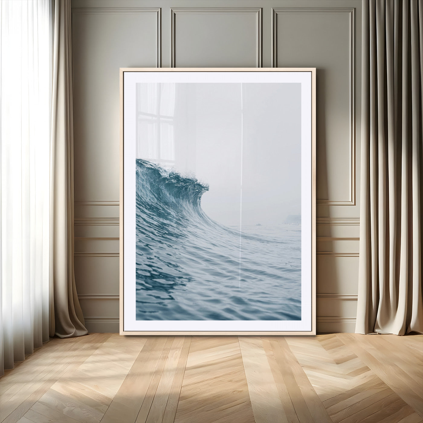 99679915-MGC-FP-24x36-Ocean Wave Wall Art Canvas Print, Framed Coastal Decor Art Picture Print, Modern Ocean Perfect Modern Coastal Minimalist Decor