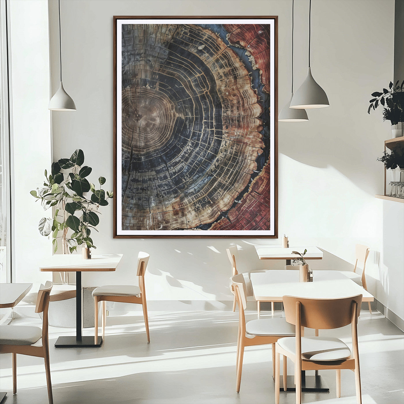 41832869-MGC-FP-24x36_Walnut-Tree Rings Wall Art Canvas Print, Framed Wood Grain Art Picture Print, Rustic Texture Perfect Rustic Nature Decor Artwork