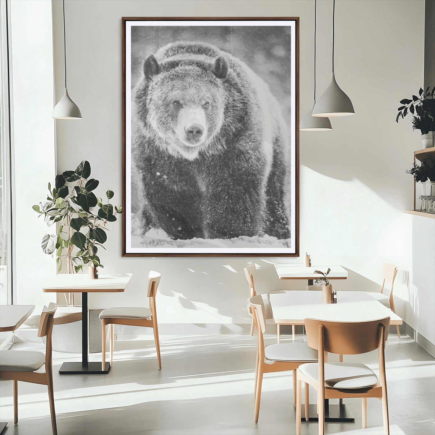 98050634-MGC-FP-24x36_Walnut-Bison Portrait Wall Art Canvas Print, Framed Rustic Wall Accent Art Picture Print, Lodge Style Perfect Rustic Lodge Decor Artwork