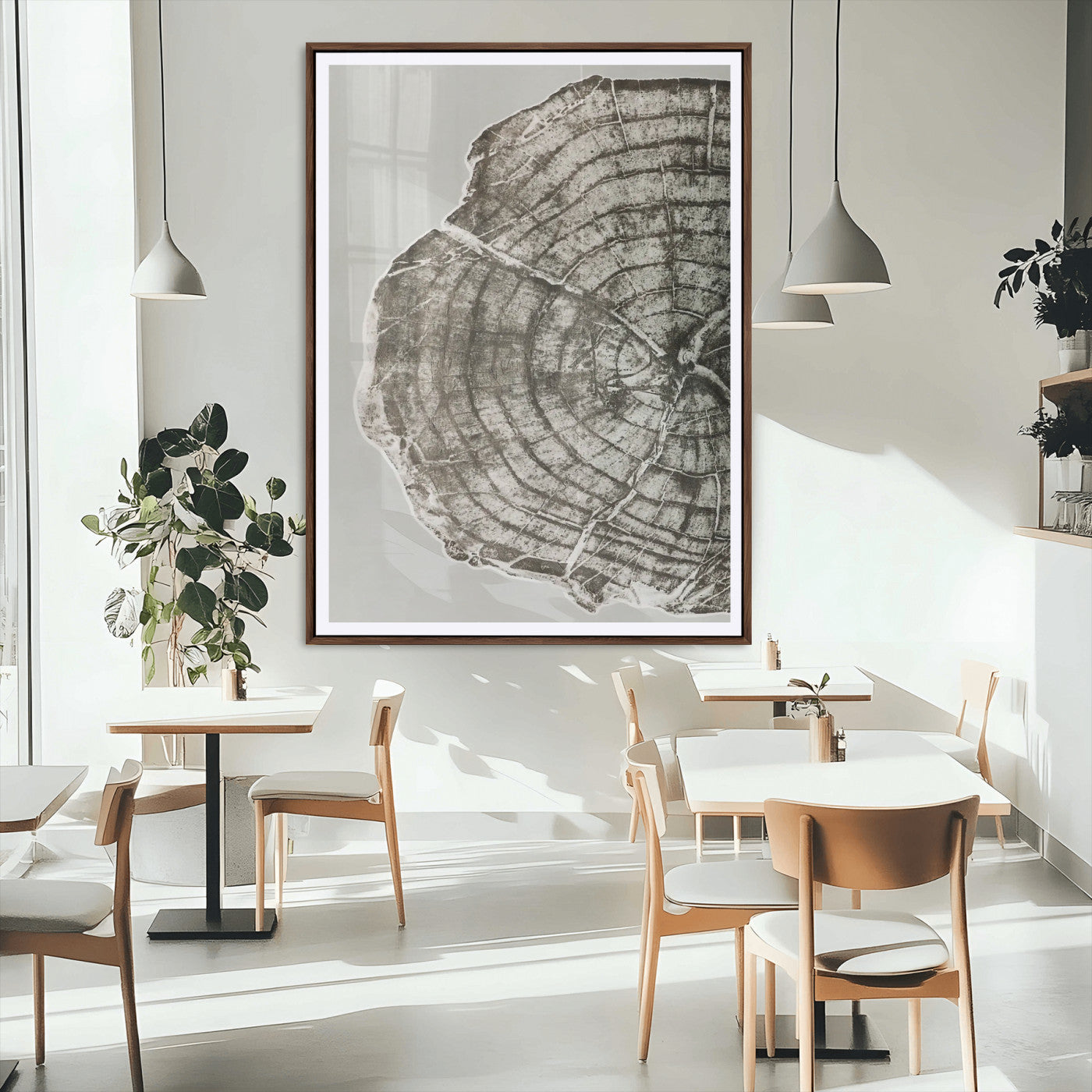 11167473-MGC-FP-24x36_Walnut-Rustic Wall Decor Wall Art Canvas Print, Framed Modern Lodge Style Art Picture Print, Neutral Wood Slice Perfect Scandinavian