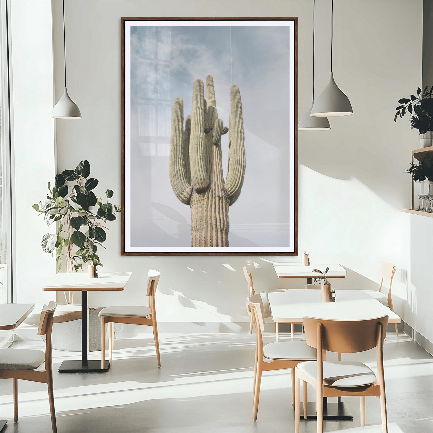 61603772-MGC-FP-24x36_Walnut-Desert Wall Art – Tall Cactus Canvas Print, Southwestern Nature Photography Decor for Bedroom, Living Room, Office, Boho Home,