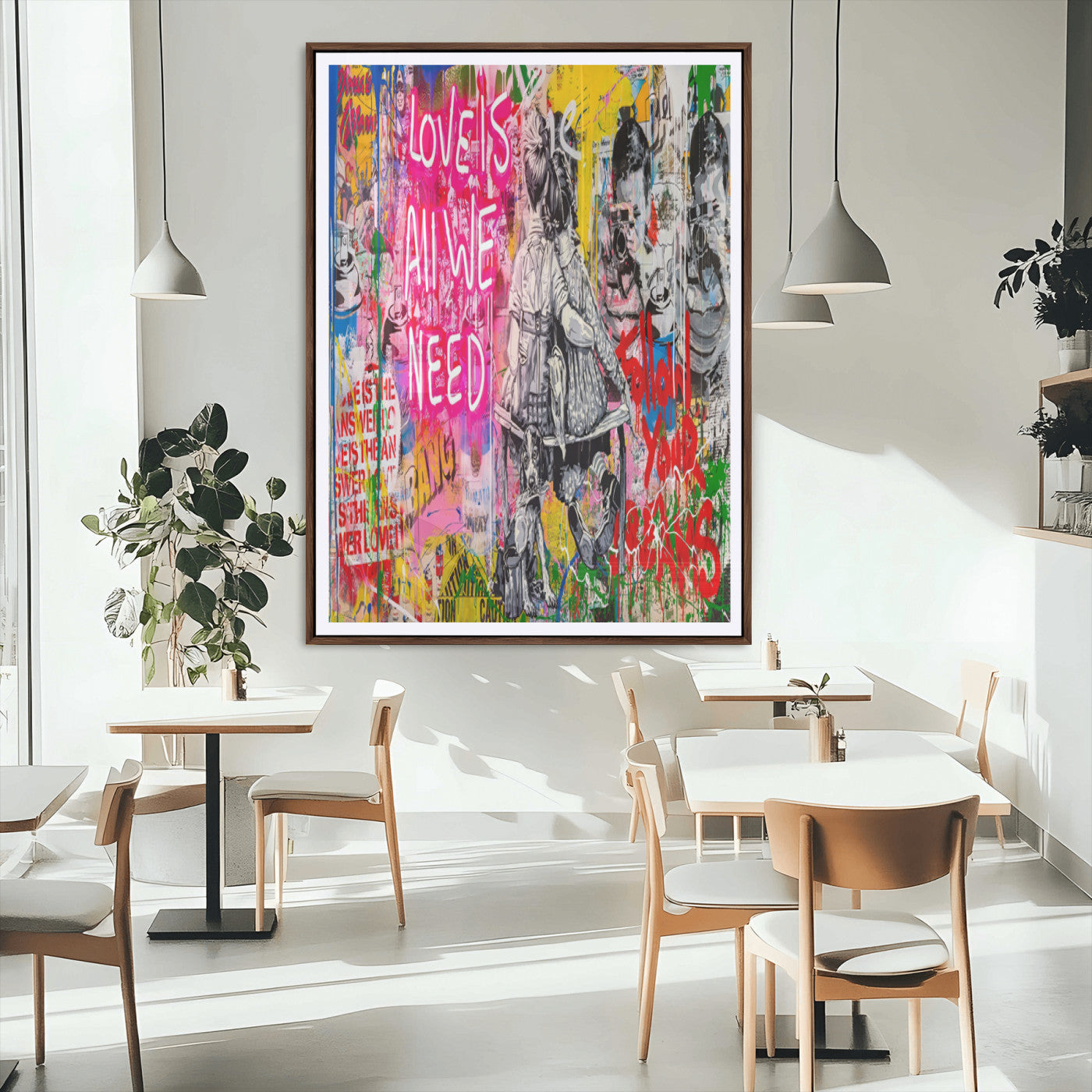 23129-MGC-FP-24x36_Walnut-Street Love Wall Art Canvas Print, Framed Pop Graffiti Art Picture Print, Neon Lettering Perfect Urban Pop Decor Artwork