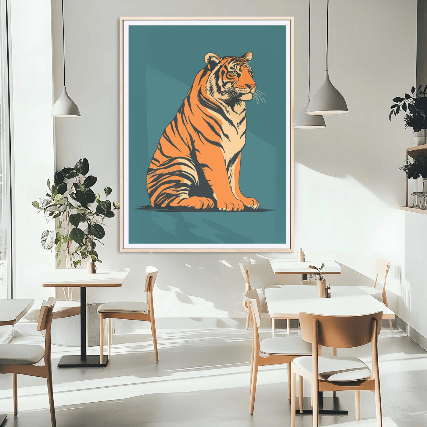 45688-MGC-FP-24x36_Natural-Tiger Wall Art – Bold Jungle Cat Canvas Print, Modern Wildlife Animal Decor for Living Room, Bedroom, Office or Nature Inspired