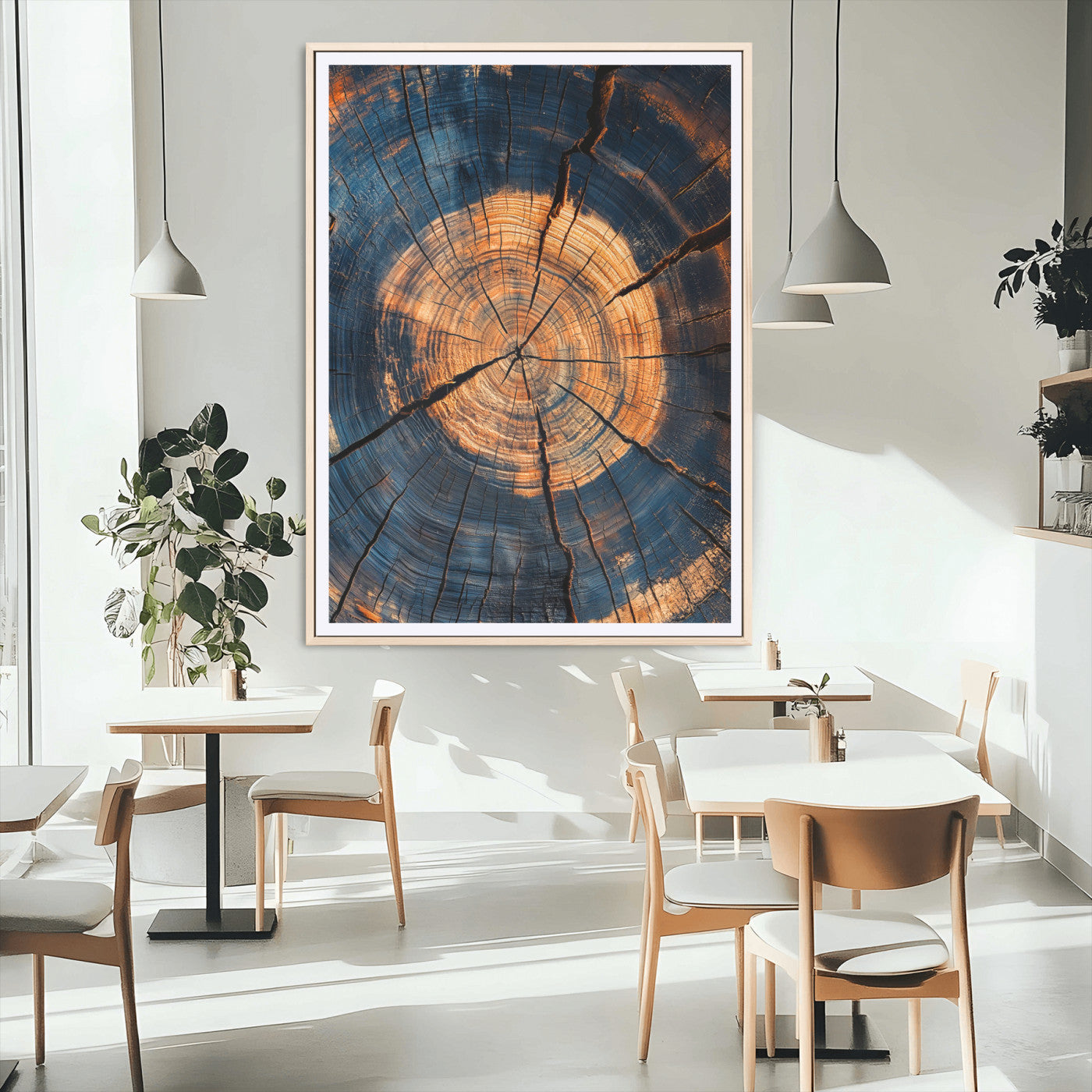 70513247-MGC-FP-24x36_Natural-Tree Rings Wall Art Canvas Print, Framed Rustic Texture Art Picture Print, Wood Grain Perfect Rustic Industrial Decor Artwork