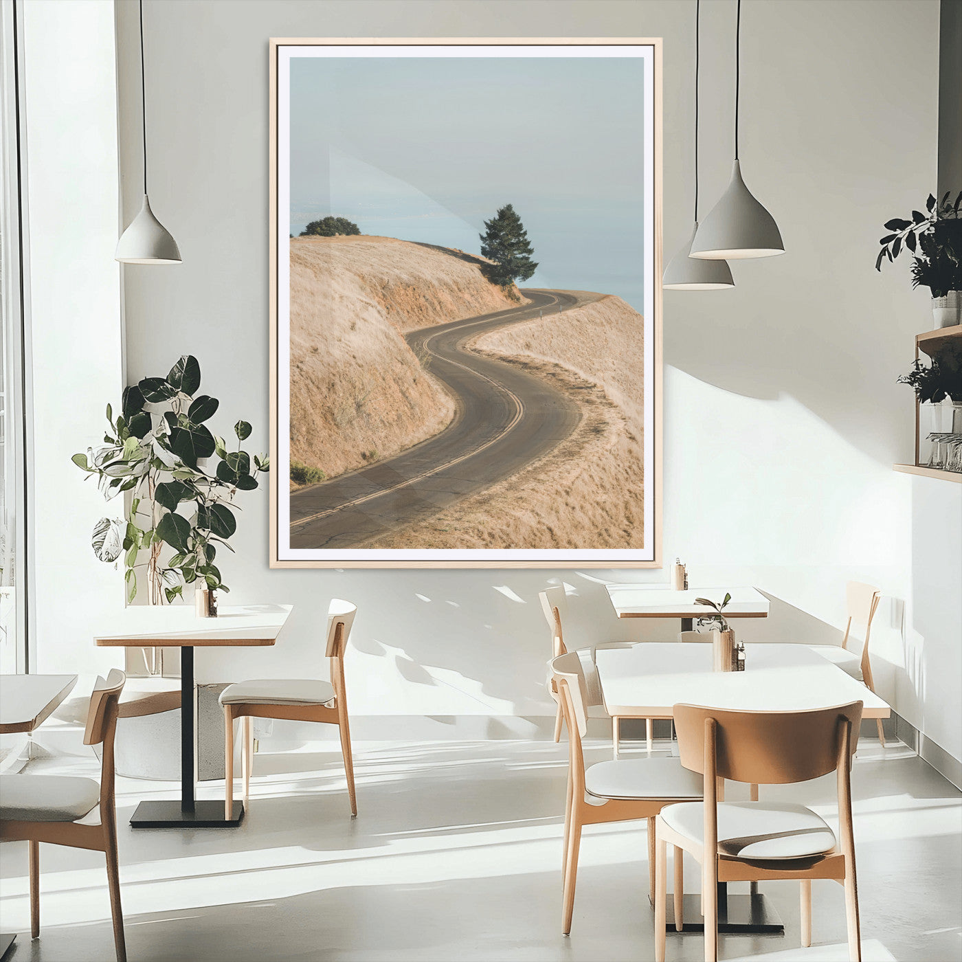 54702459-MGV-CV-24X36-Desert Road Wall Art Canvas Print, Framed Earthy Landscape Art Picture Print, Minimal Scenic Perfect Rustic Minimalist Decor