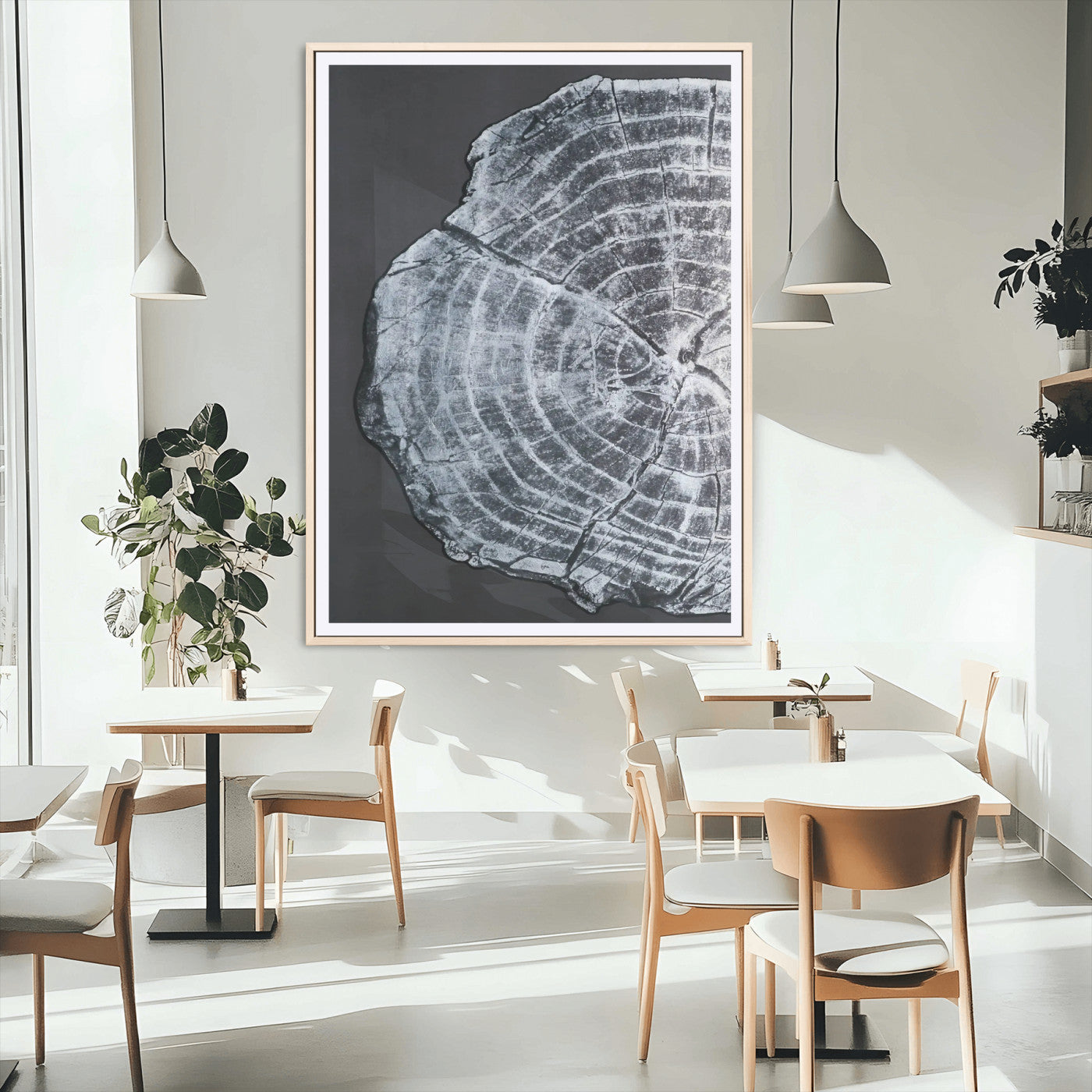 10432121-MGC-FP-24x36_Natural-Tree Ring Canvas Wall Art Canvas Print, Framed Rustic Wood Wall Art Picture Print, Botanical Tree Slice Perfect Modern Lodge Decor