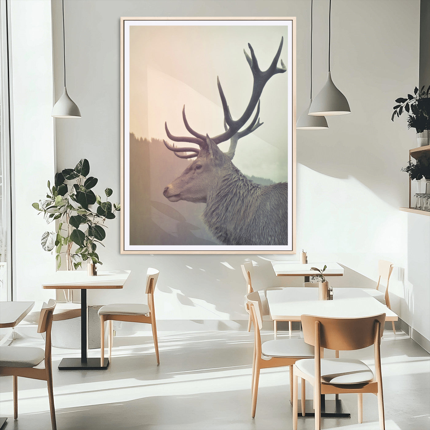 22632976-MGC-FP-24x36_Natural-Deer Canvas Print Wall Art Canvas Print, Framed Woodland Animal Decor Art Picture Print, Rustic Lodge Wall Art Perfect Rustic
