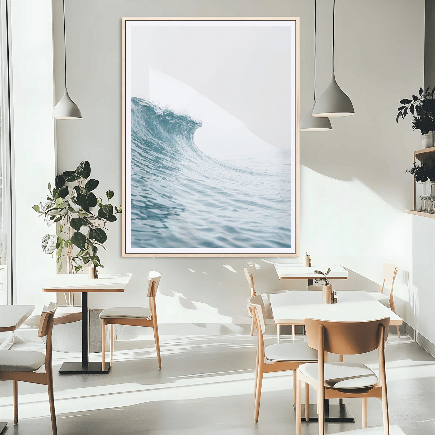 38699249-MGC-FP-24x36_Natural-Ocean Wave Wall Art – Minimalist Sea Canvas Print, Rising Surf and Misty Horizon Photography Decor for Bedroom, Living Room,