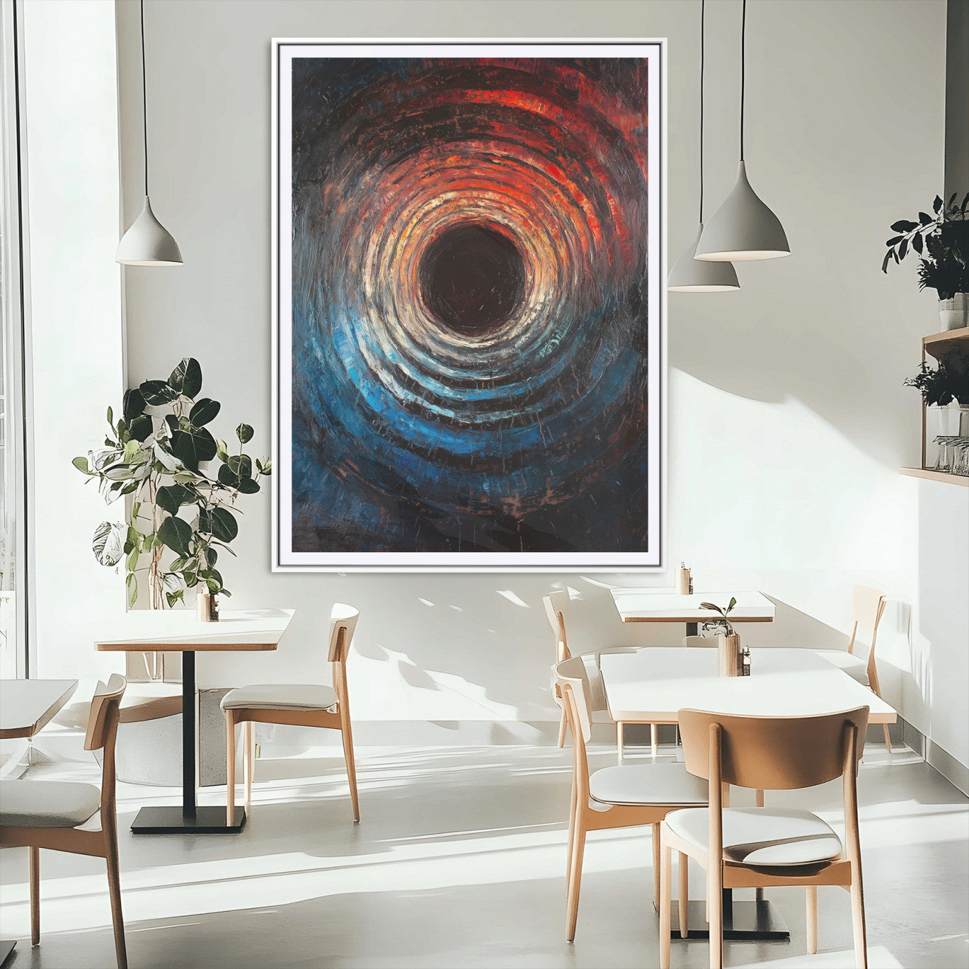 41597467-MGC-FP-24x36_White-Wood Vortex Wall Art Canvas Print, Framed Abstract Swirl Art Picture Print, Wood Tree Texture Perfect Modern Decor Artwork