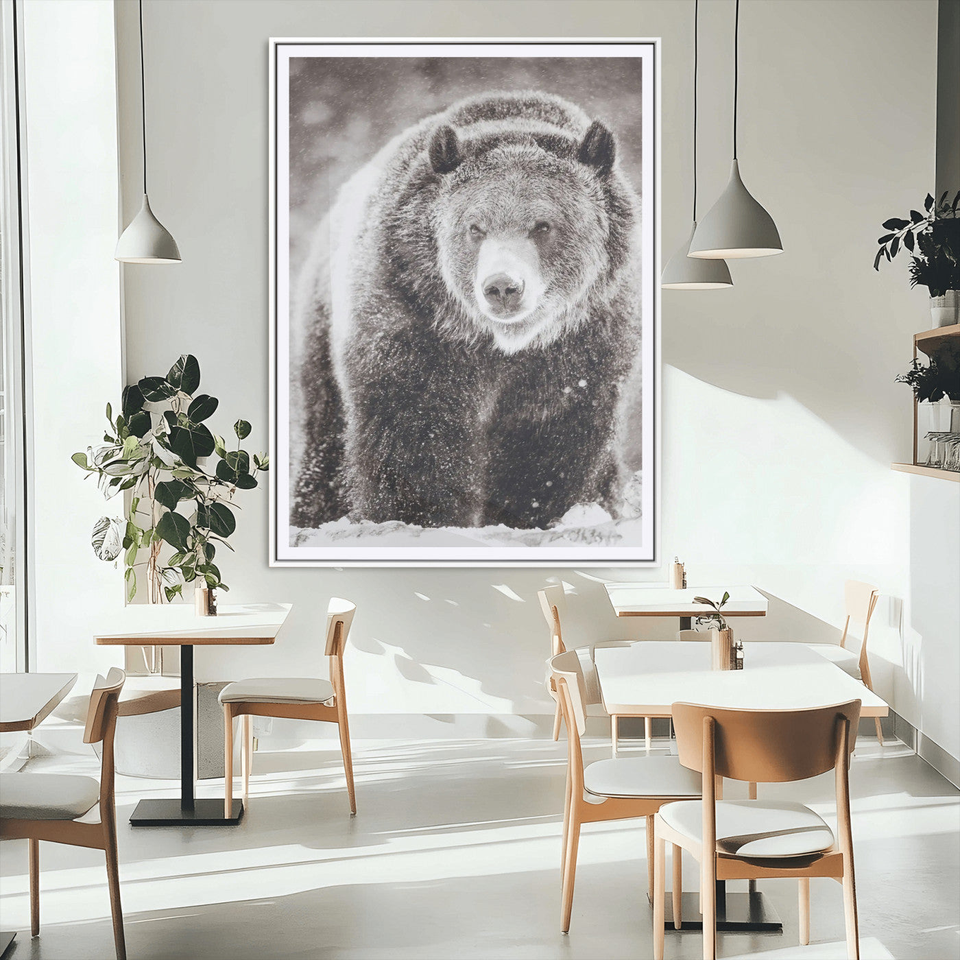 37297892-MGV-CV-24X36-Bison Portrait Wall Art Canvas Print, Framed Rustic Wall Accent Art Picture Print, Lodge Style Perfect Rustic Lodge Decor Artwork