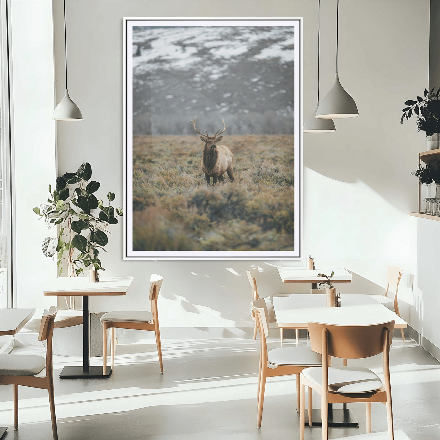 80105083-MGV-CV-24X36-Wild Elk Wall Art Canvas Print, Framed Mountain Wilderness Art Picture Print, Majestic Animal Perfect Rustic Lodge Decor Artwork