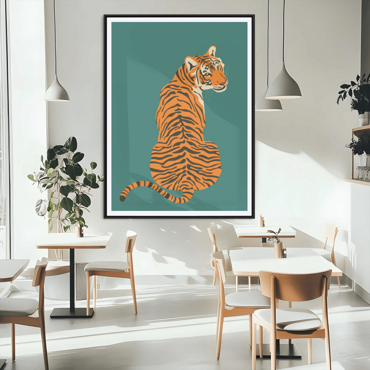 12468-MGC-FP-24x36_Black-Tiger Wall Art – Modern Jungle Cat Canvas Print, Bold Wildlife Animal Decor for Bedroom, Office, Living Room or Nature Inspired