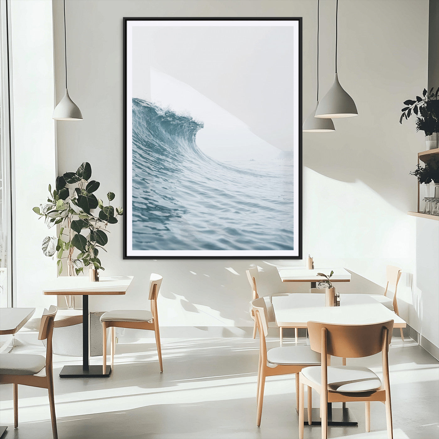 99679915-MGV-CV-24X36-Ocean Wave Wall Art Canvas Print, Framed Coastal Decor Art Picture Print, Modern Ocean Perfect Modern Coastal Minimalist Decor