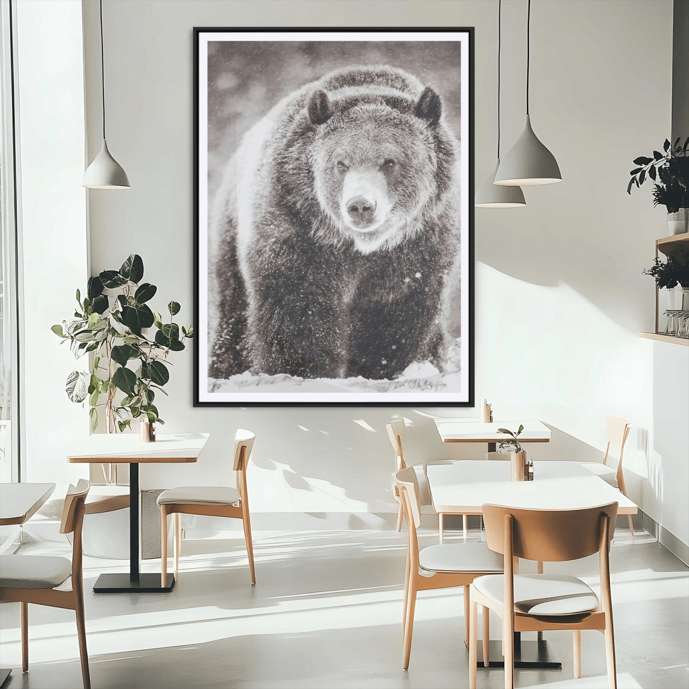 37297892-MGV-CV-24X36-Bison Portrait Wall Art Canvas Print, Framed Rustic Wall Accent Art Picture Print, Lodge Style Perfect Rustic Lodge Decor Artwork