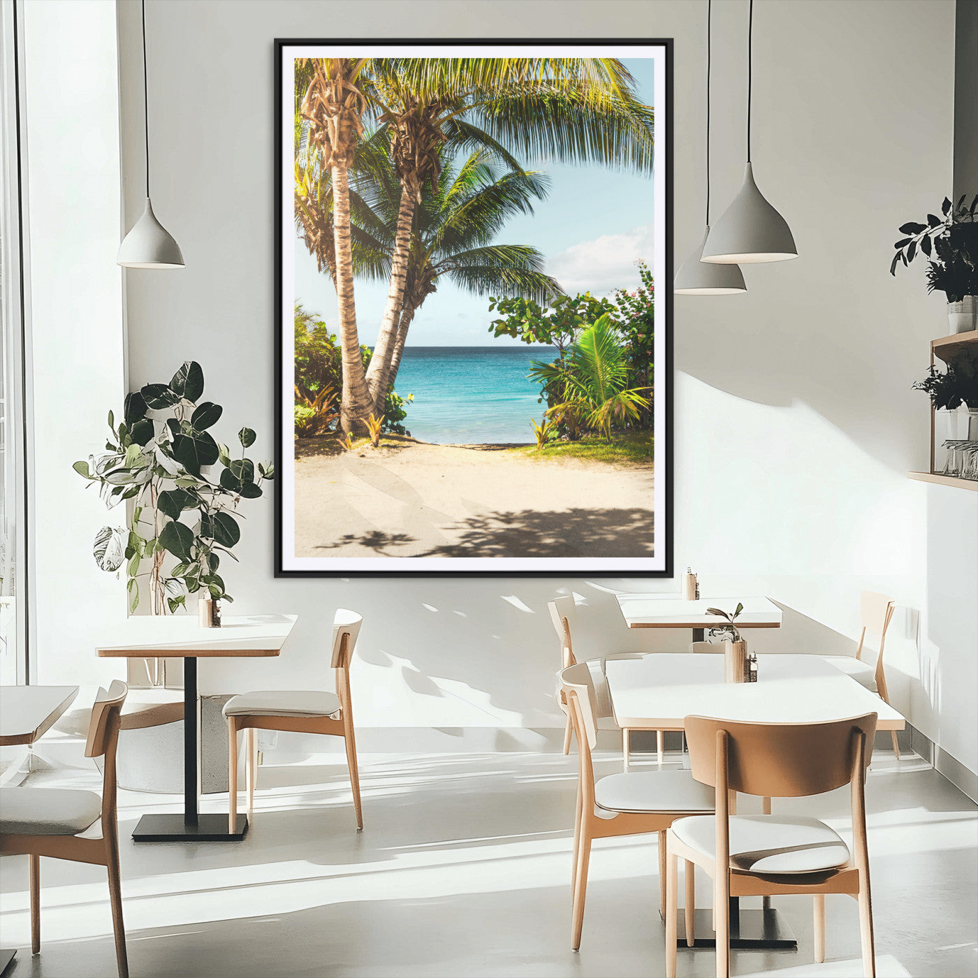 10046923-MGC-FP-24x36_Black-Palm Tree Canvas Wall Art Canvas Print, Framed Coastal Wall Art Art Picture Print, Island Wall Decor Perfect Coastal Tropical