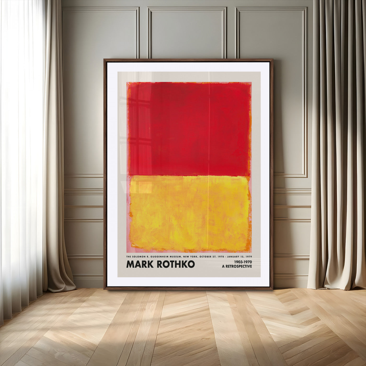 55801-MGV-CV-24X36-Mark Rothko Wall Art – Abstract Color Field Canvas Print in Red and Yellow, Modern Minimalist Painting Poster for Office, Bedroom