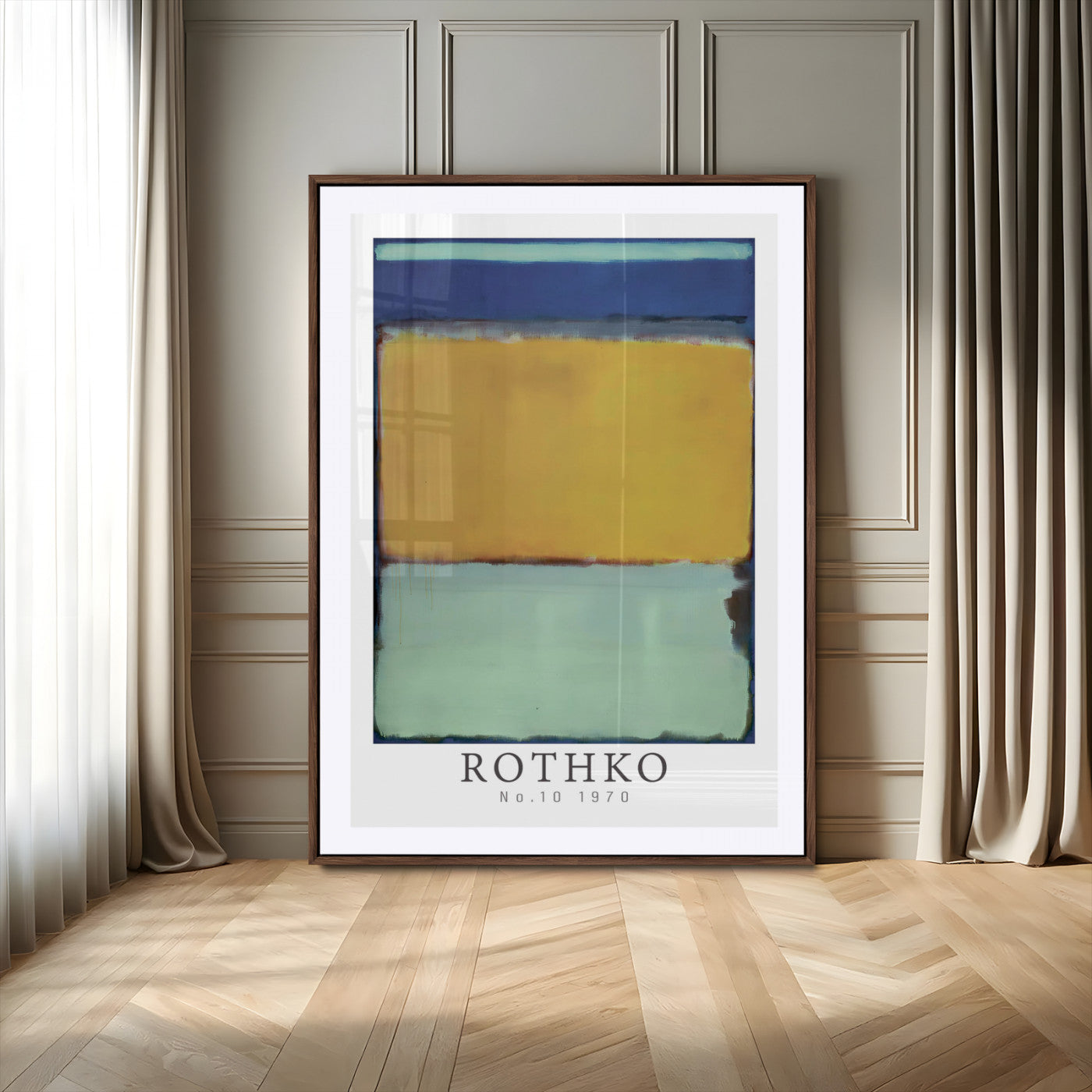 20168-MGV-CV-24X36-Mark Rothko Wall Art – Abstract Color Block Canvas Print in Blue, Yellow and Aqua, Modern Minimalist Expressionist Painting Decor