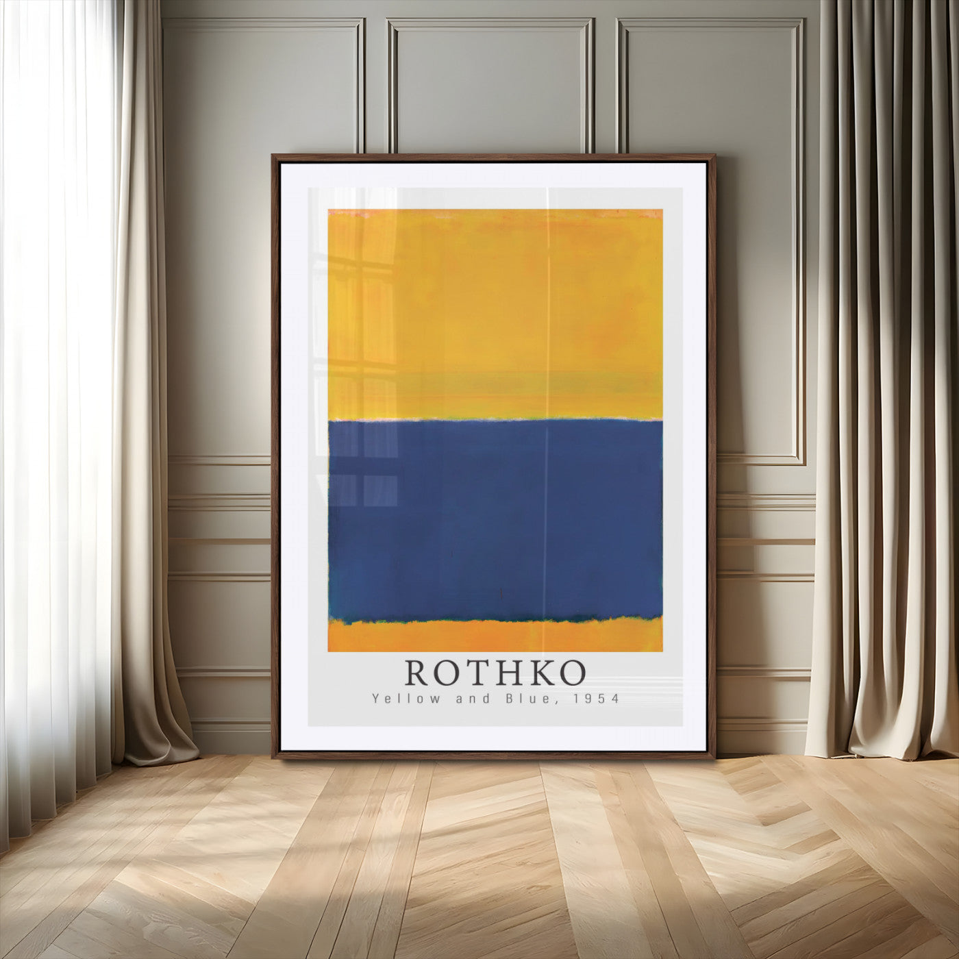 93534-MGV-CV-24X36-Mark Rothko Wall Art – Yellow and Blue Abstract Canvas Print, Minimalist Color Block Painting for Modern Home, Office, or Gallery