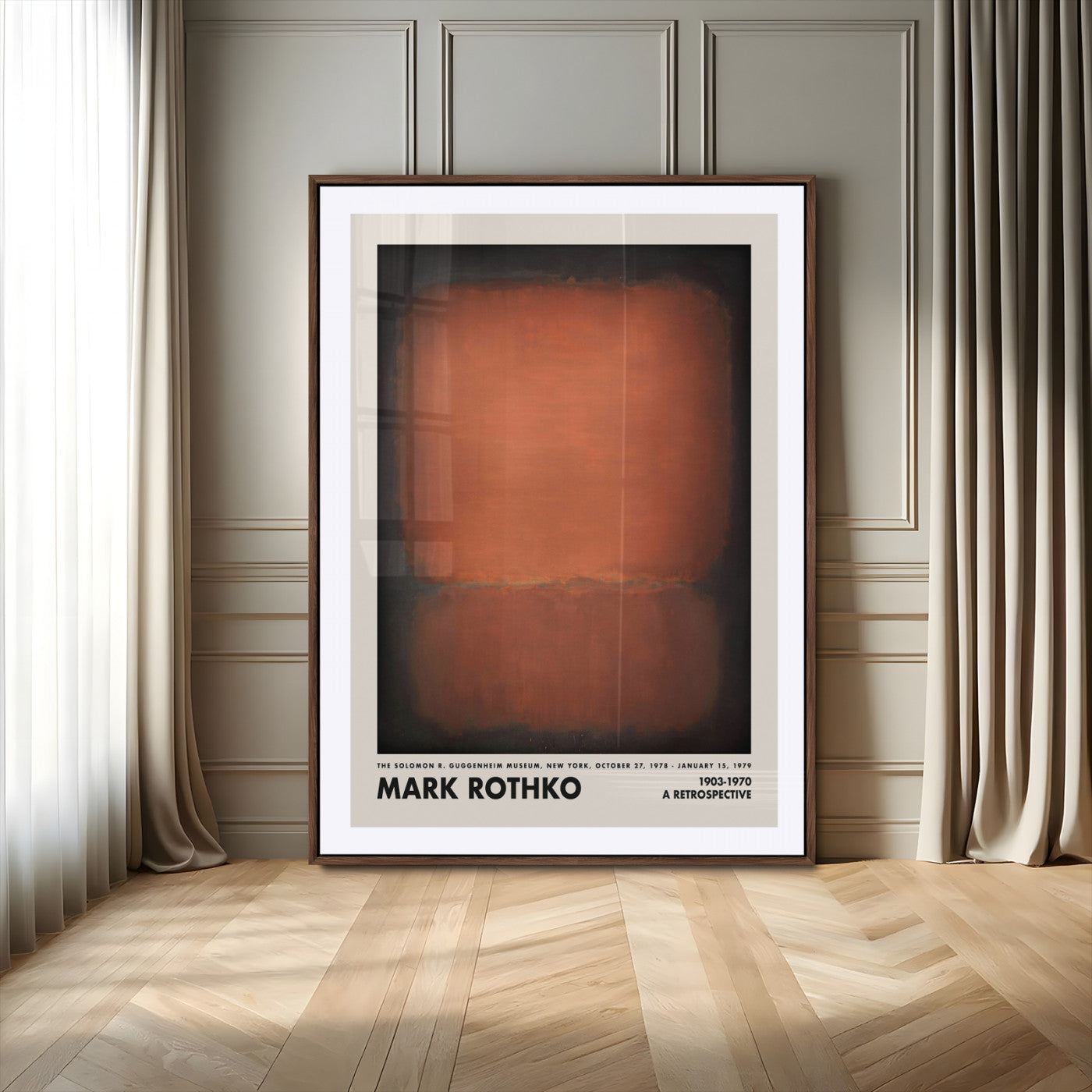 60211-MGV-CV-24X36-Mark Rothko Abstract Wall Art – Orange and Brown Color Field Canvas Print, Modern Minimalist Painting Poster for Living Room,