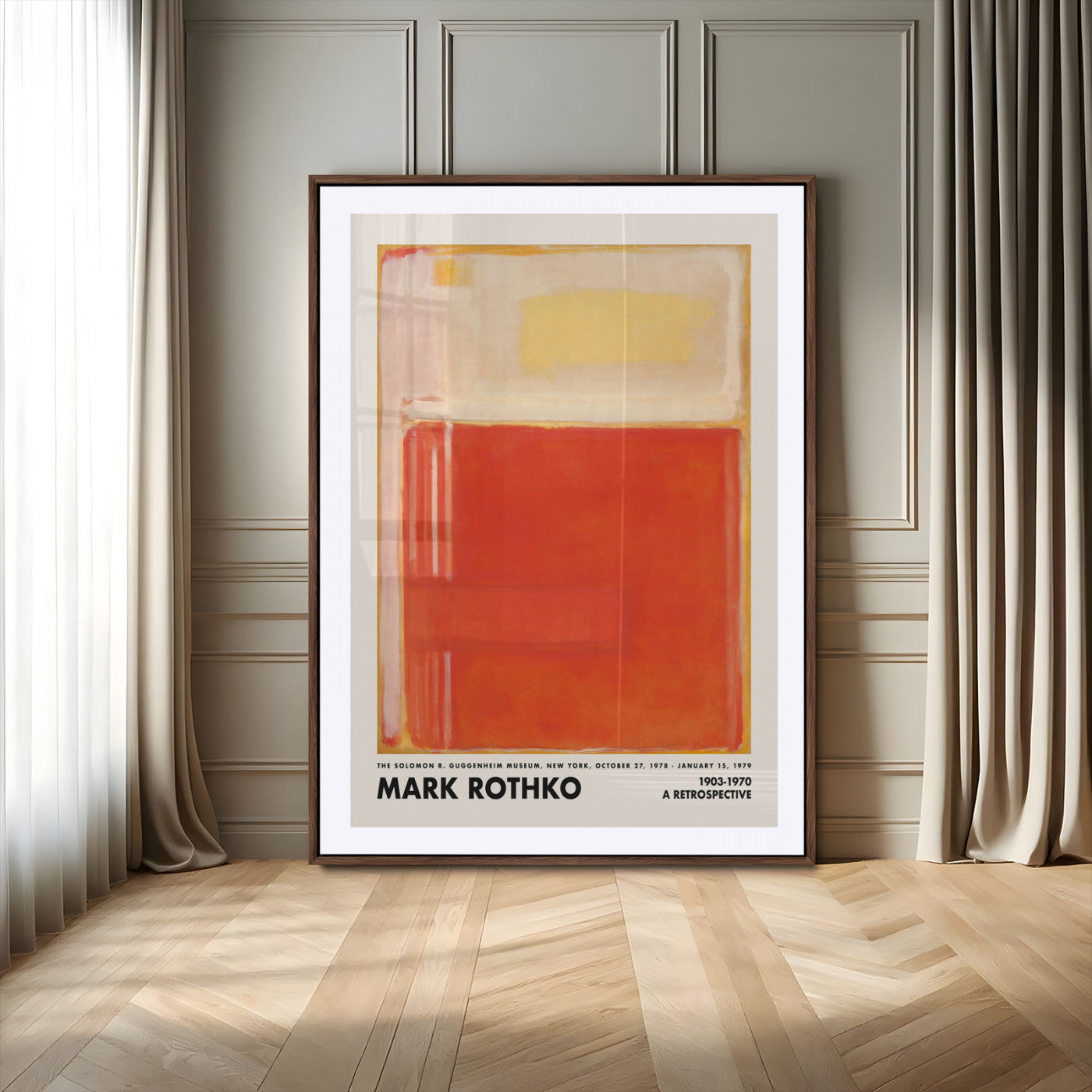 70385-MGV-CV-24X36-Mark Rothko Abstract Wall Art – Red and Yellow Color Field Canvas Print, Modern Minimalist Painting Poster for Living Room, Office