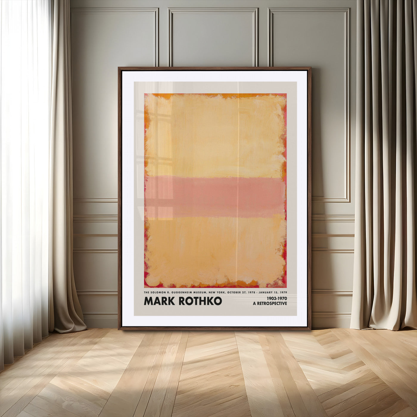 42737-MGV-CV-24X36-Mark Rothko Abstract Wall Art – Beige and Pink Color Field Canvas Print, Modern Minimalist Painting Poster for Living Room, Office