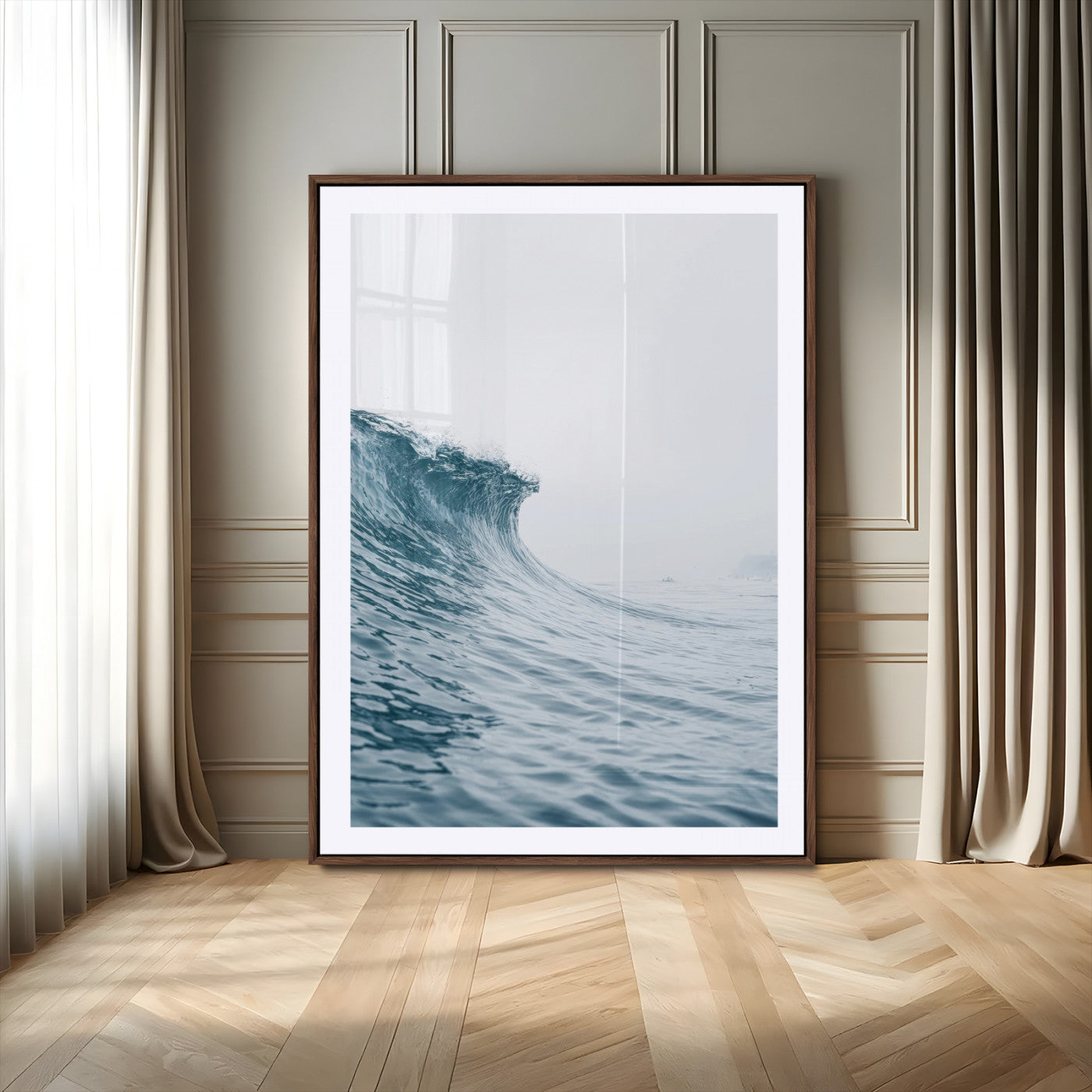 99679915-MGC-FP-24x36-Ocean Wave Wall Art Canvas Print, Framed Coastal Decor Art Picture Print, Modern Ocean Perfect Modern Coastal Minimalist Decor