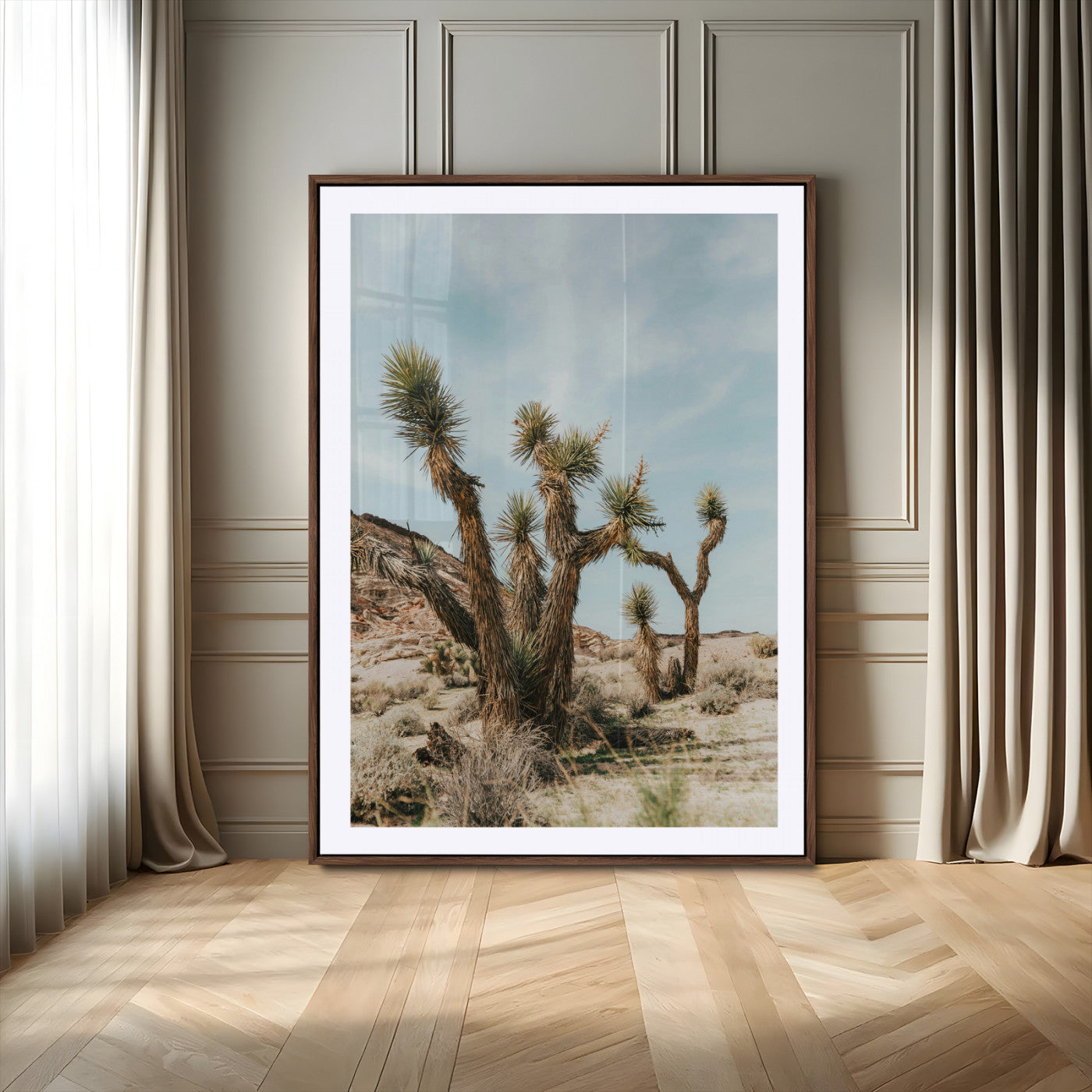 95224550-MGC-FP-24x36_Walnut-Joshua Tree Wall Art – Desert Landscape Canvas Print with Southwestern Scenery, Rustic Western Photography, Boho Nature Decor for