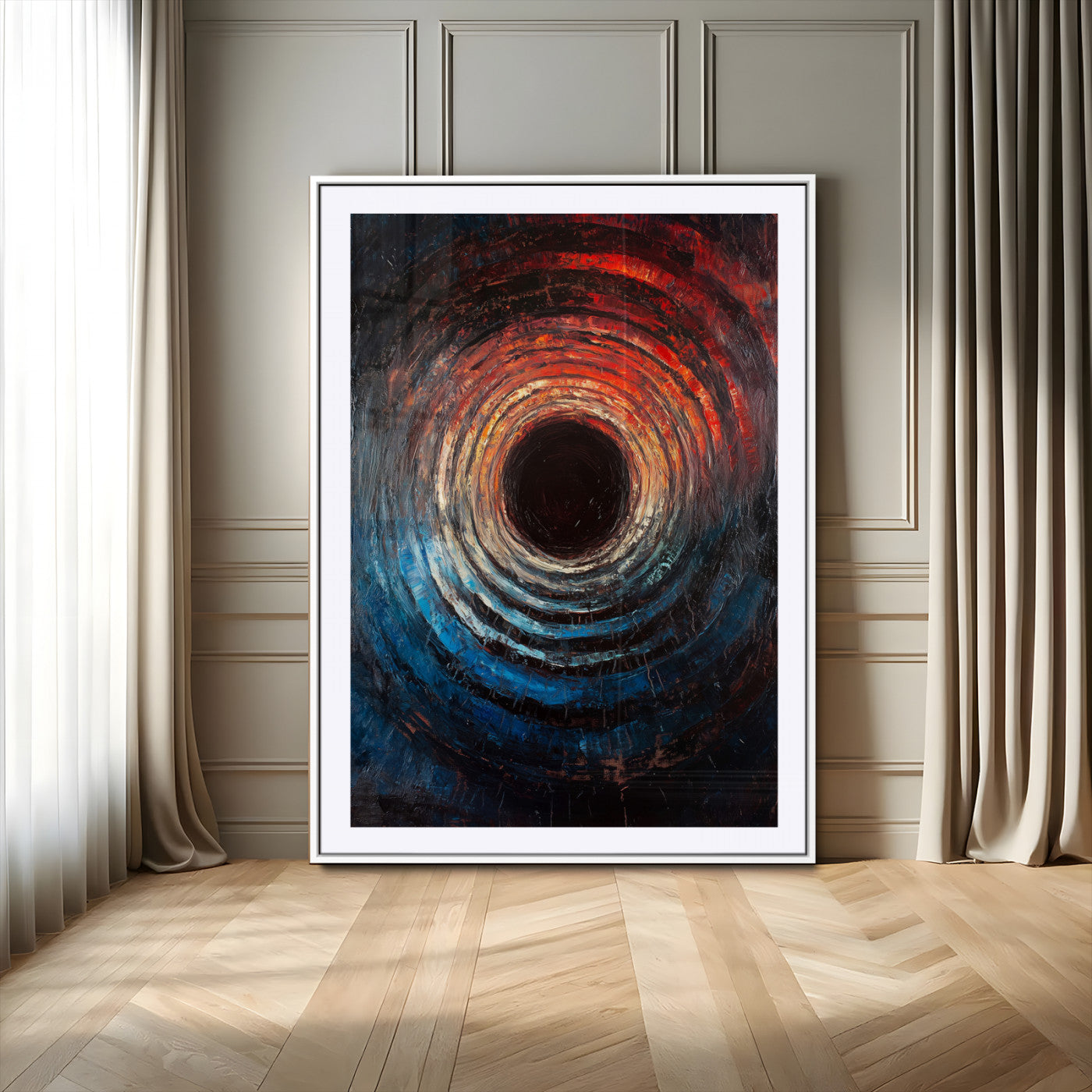 41597467-MGV-CV-24X36-Wood Vortex Wall Art Canvas Print, Framed Abstract Swirl Art Picture Print, Wood Tree Texture Perfect Modern Decor Artwork