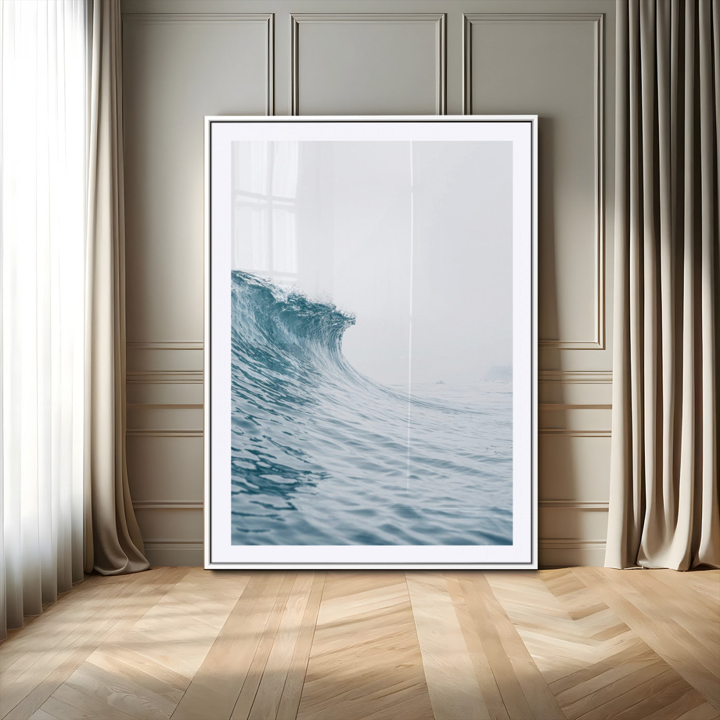 38699249-MGV-CV-24X36-Ocean Wave Wall Art – Minimalist Sea Canvas Print, Rising Surf and Misty Horizon Photography Decor for Bedroom, Living Room,