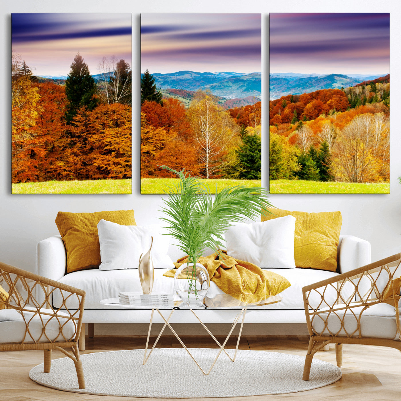 58007-MGV-CV-36X24-Autumn Mountain Landscape Wall Art – Stunning Fall Forest Canvas Print, Cozy Nature Decor for Home or Office