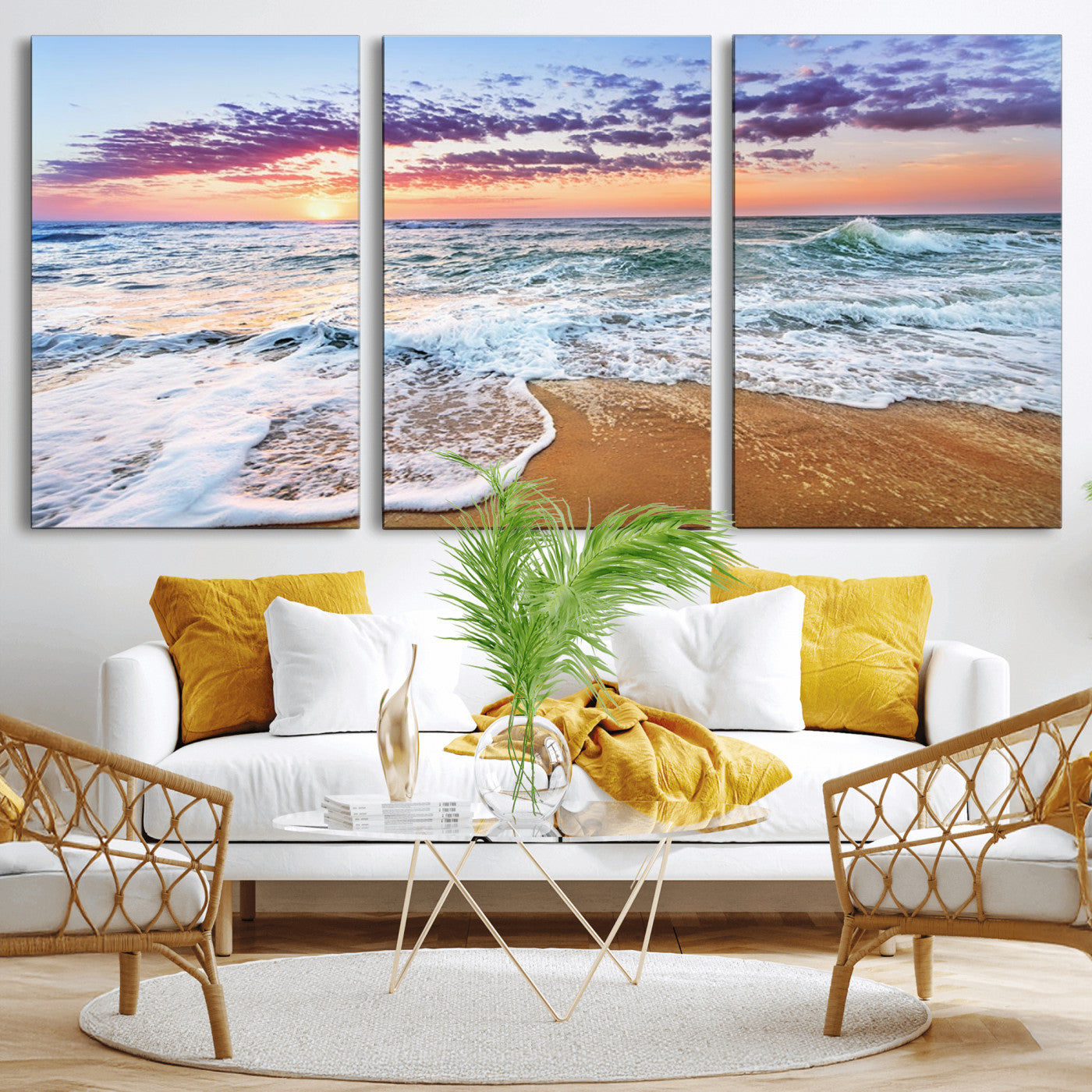 44120-MGV-CV-36X24-Ocean Sunset Wall Art – Beach Landscape Canvas Print, Serene Coastal Decor for Living Room, Office or Bedroom