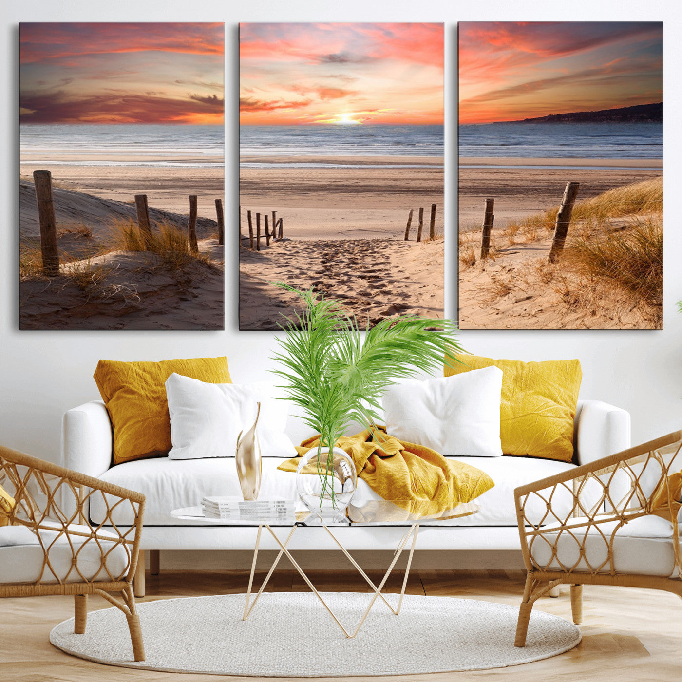 78111-MGV-CV-36X24-Sunset Pathway Wall Art – Panoramic Coastal Canvas Print, Tranquil Beach Decor for Living Room, Office or Bedroom
