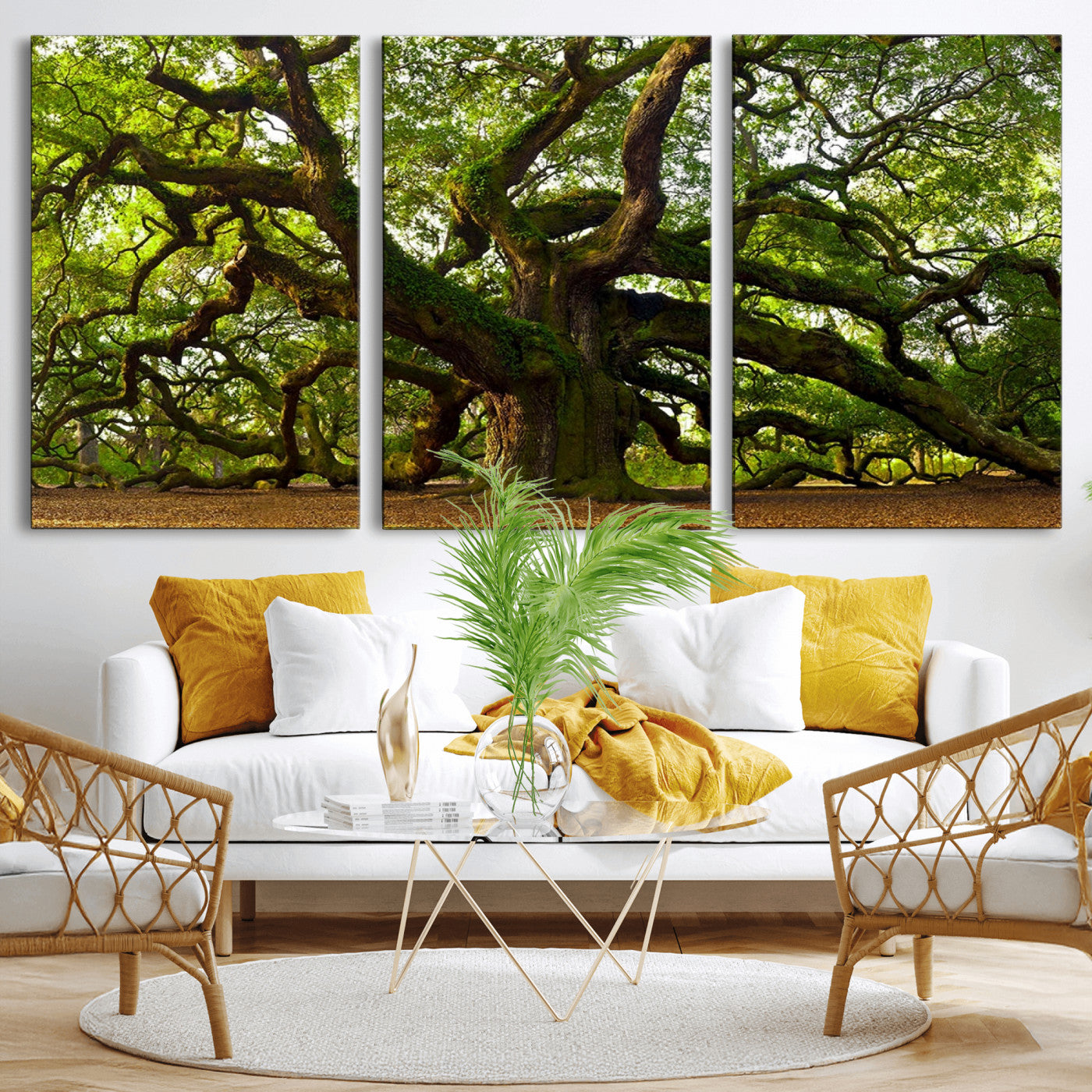 29407-MGV-CV-36X24-Ancient Oak Tree Wall Art – Majestic Nature Canvas Print, Large Tree Photography Decor for Living Room or Office