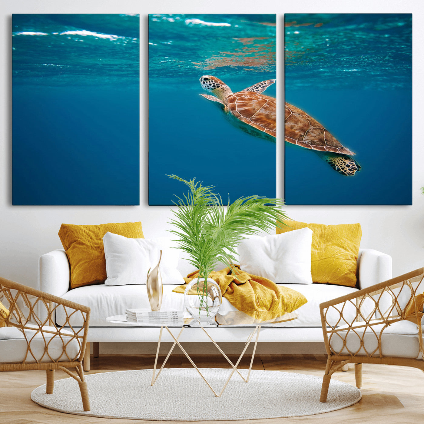 91440-MGV-CV-36X24-Sea Turtle Wall Art – Ocean Turtle Canvas Print, Underwater Marine Life Decor for Living Room, Office, Beach House or Bathroom