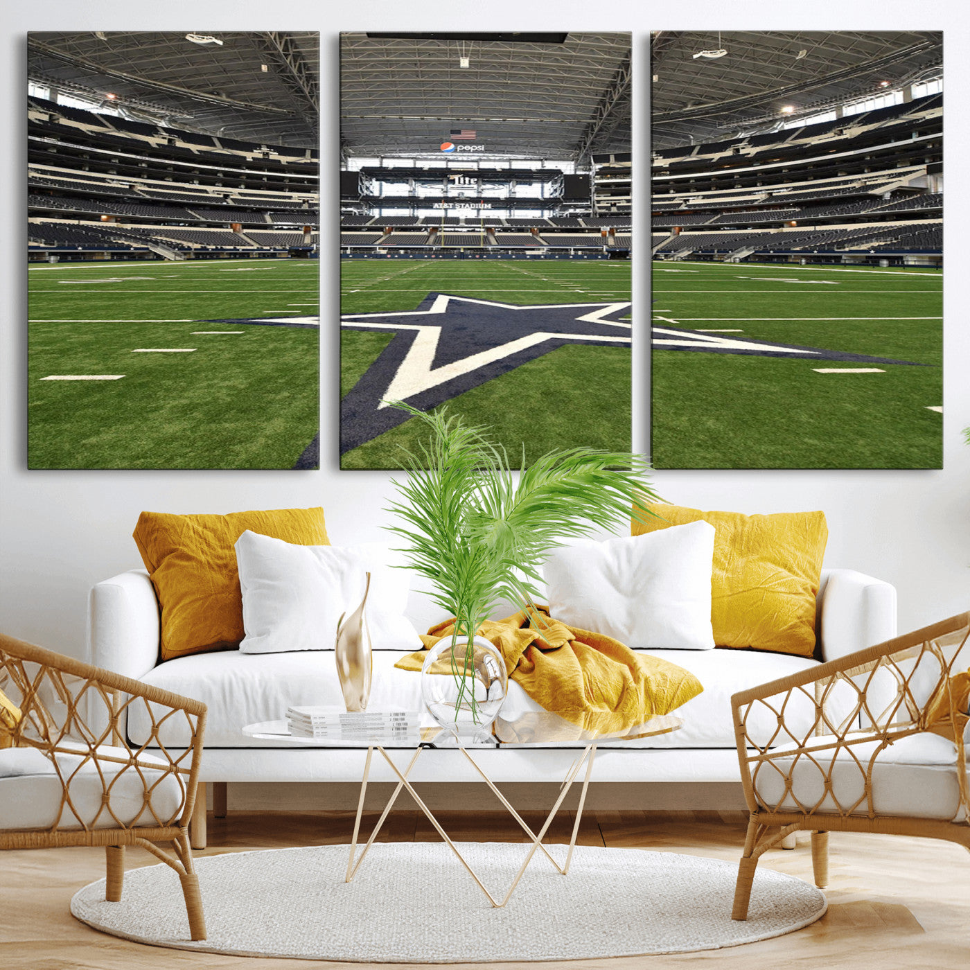 14834-MGV-CV-36X24-Dallas Att Stadium Wall Art Canvas Print, Framed Texas NFL Stadium Art Picture Print, American Football Stadium Perfect Sports