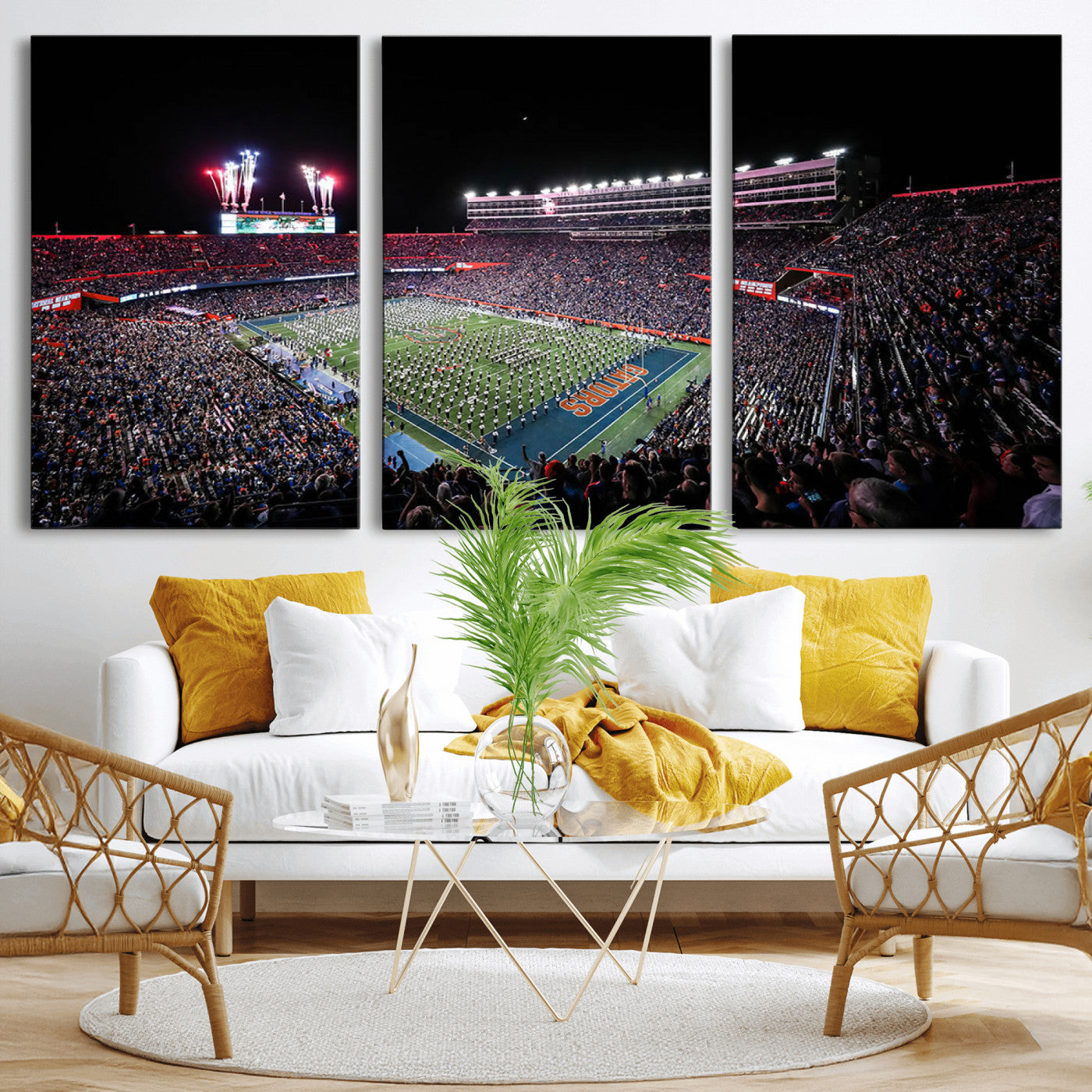 46899-MGV-CV-36X24-Ben Hill Griffin Stadium Wall Art Canvas Print, Framed Football Stadium Art Picture Print, Florida Football Stadium Perfect Sport