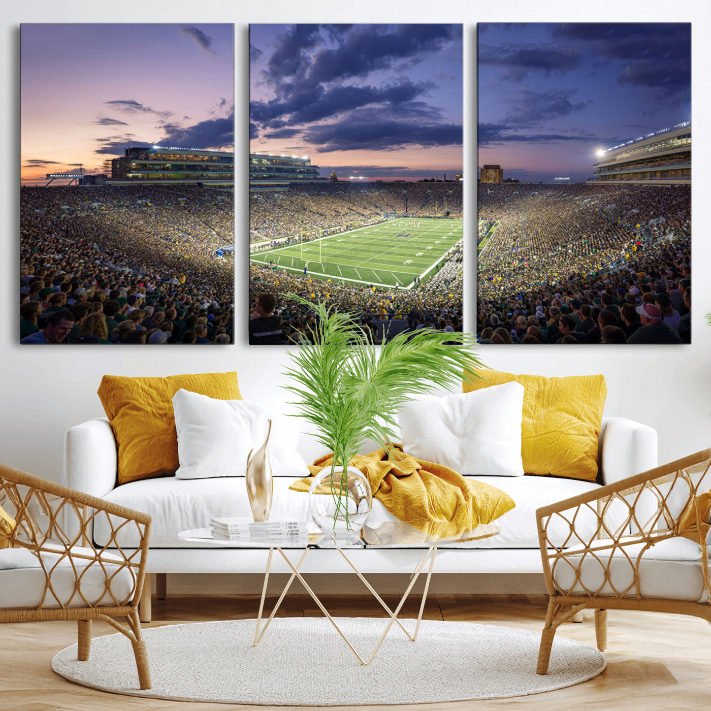 50825-MGV-CV-36X24-Notre Dame Stadium Wall Art Canvas Print, Framed Indiana Stadium Art Picture Print, Football Stadium Perfect Sports Room Decor