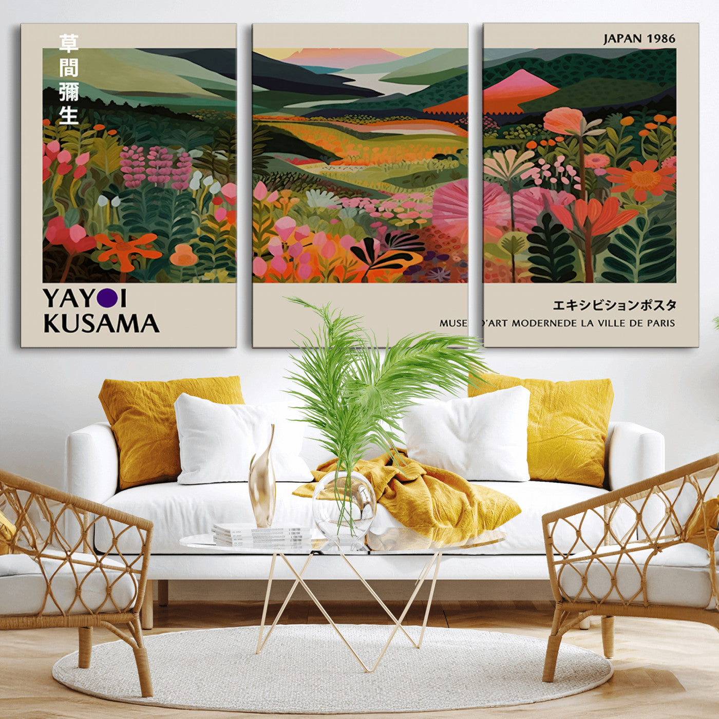 75719-MGV-CV-36X24-Botanical Mountain Valley Wall Art – Panoramic Nature Canvas Print, Vibrant Floral Field Artwork for Living Room, Bedroom, Office,