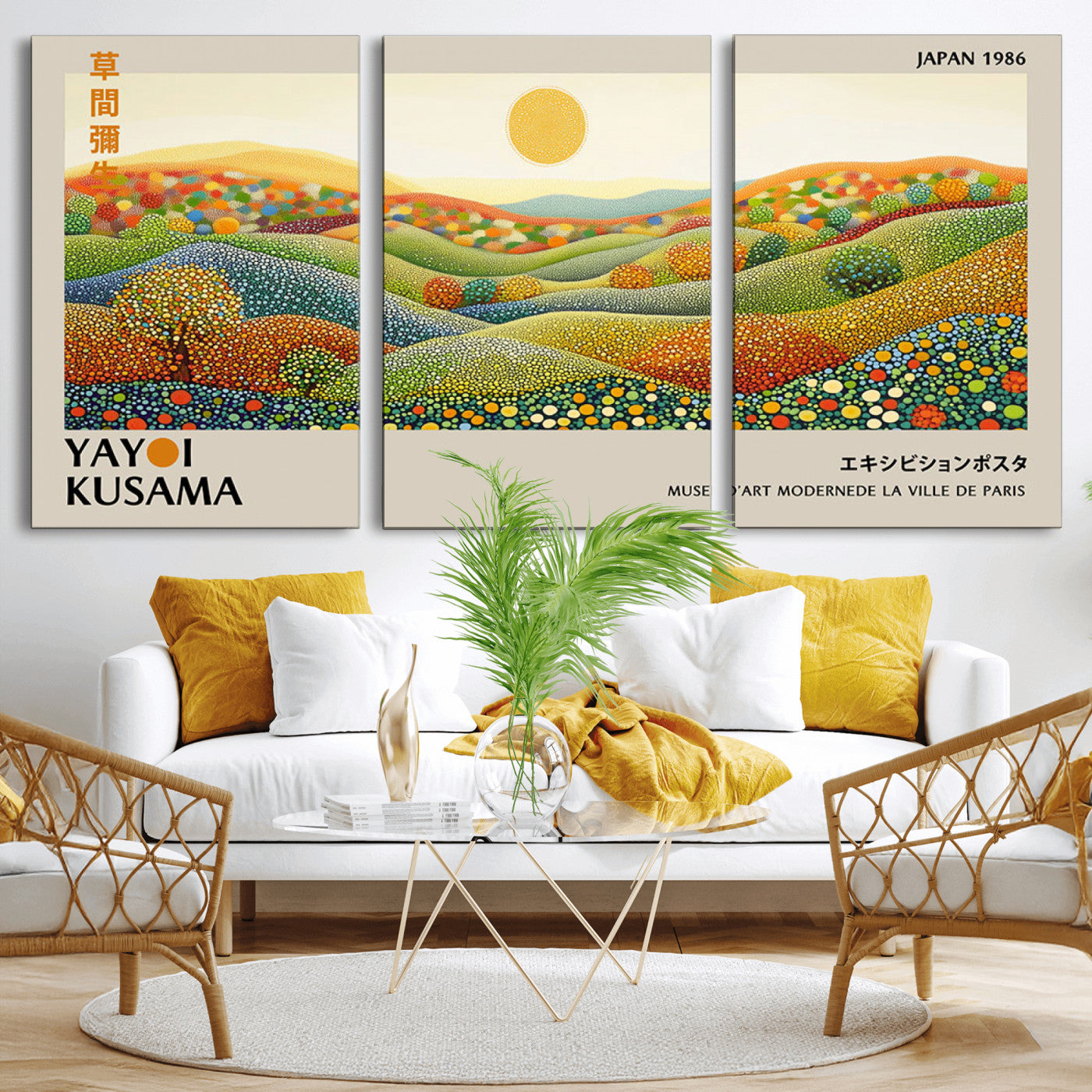 33864-MGV-CV-36X24-Pointillism Yayoi Wall Art Canvas Print, Framed Yayoi Kusama Art Picture Print, Yayoi Kusama Dot Perfect Abstract Nature Decor