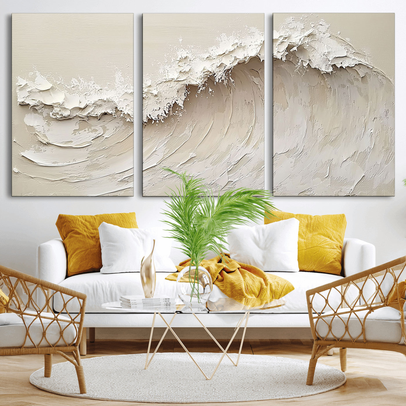 45175-MGV-CV-36X24-Textured Wave Wall Art Canvas Print, Framed Minimal Seascape Art Picture Print, Elegant Wave Perfect Modern Coastal Decor Artwork