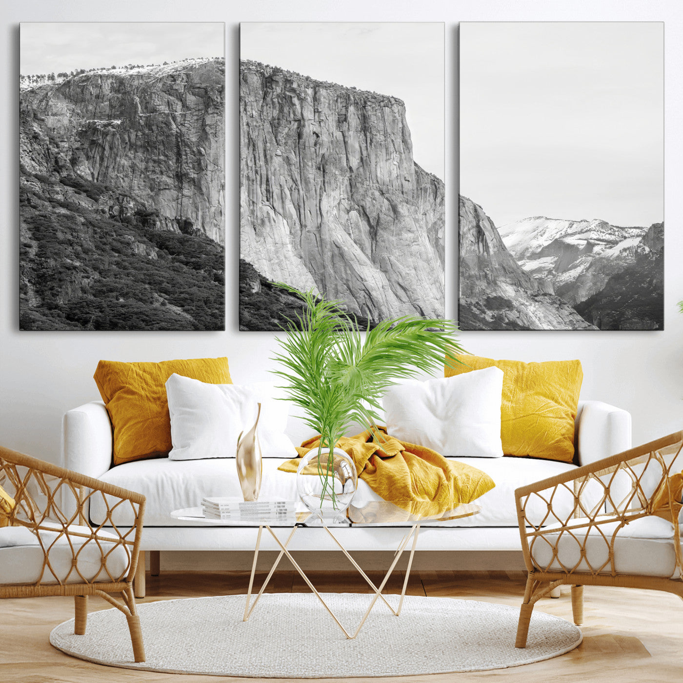 39393420-MGV-CV-36X24-El Capitan Wall Art Canvas Print, Framed Yosemite Cliff Art Picture Print, Monochrome Mountain Perfect Monochrome Sierra Decor